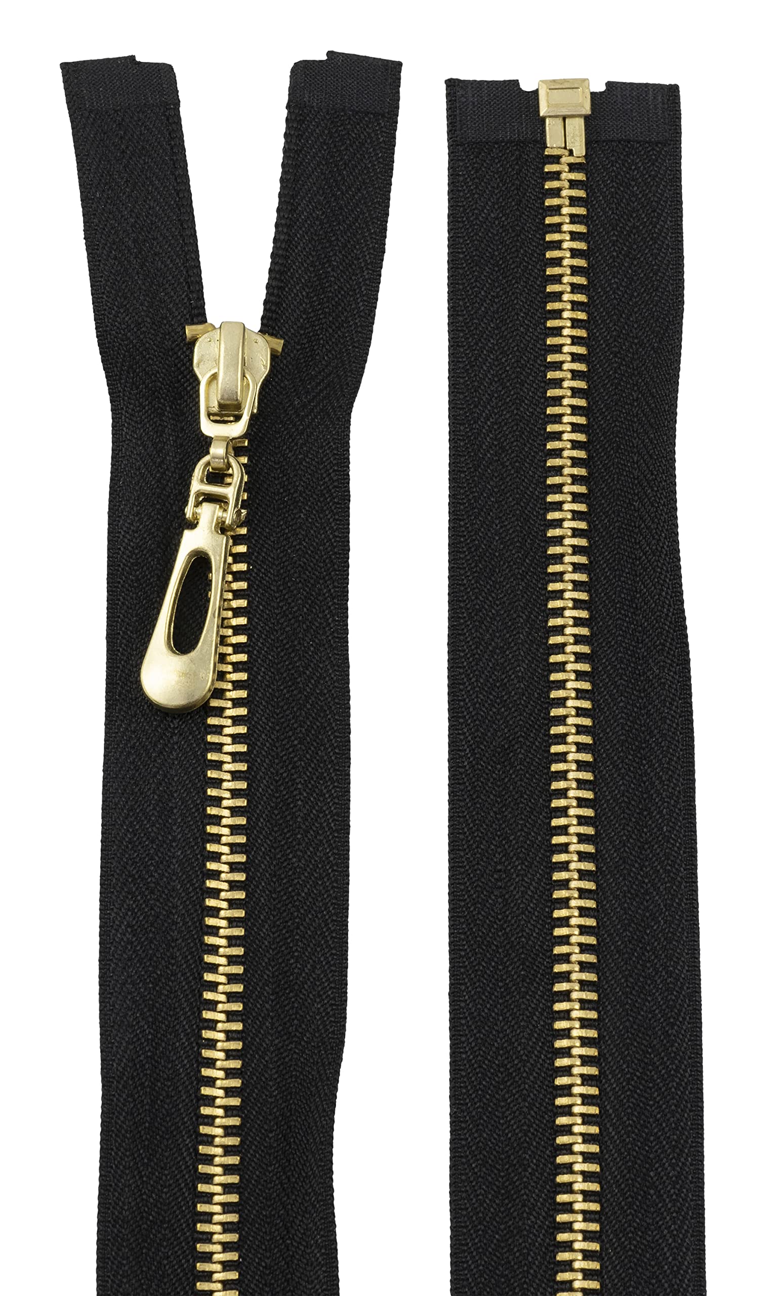 AERZETIX - C61340 Set of 2 Separable Zips 65 cm Metal with Decorative Slider - Black - Jeans Vests Leather Goods Sewing Dress Clothing Trousers Haberdashery