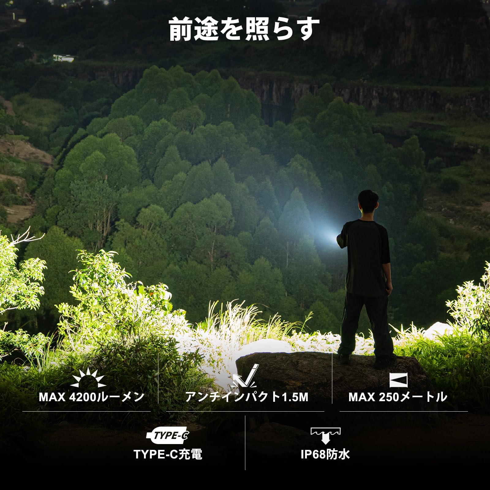 Amazon.co.jp: WUBEN T70 懐中電灯 充電式 4200ルーメン 懐中電灯 強力
