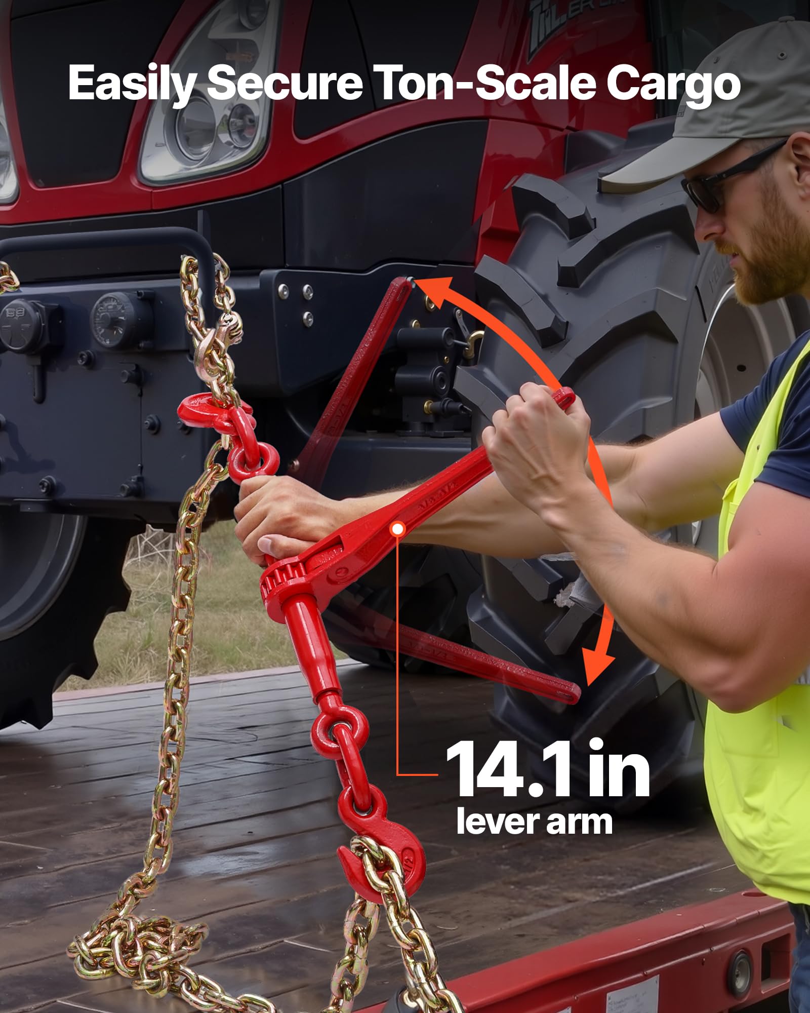 VEVOR Tensor de Trinquete con Cadenas G80 10mm x 3m Kit 8 Piezas Carga de Trabajo 4173 kg