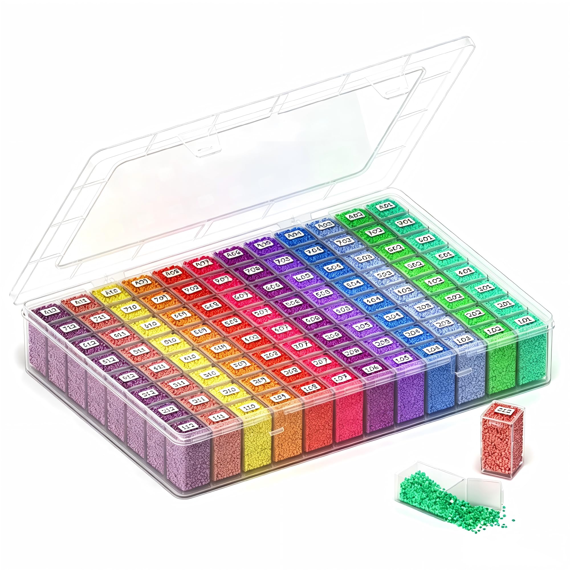 Newly Upgraded Transparent Large Capacity Diamond Painting Storage Containers,96 Grid Craft Organizers and Storage, Suitable for Nail Art, Necklaces, Bead Storage Containers-image-36