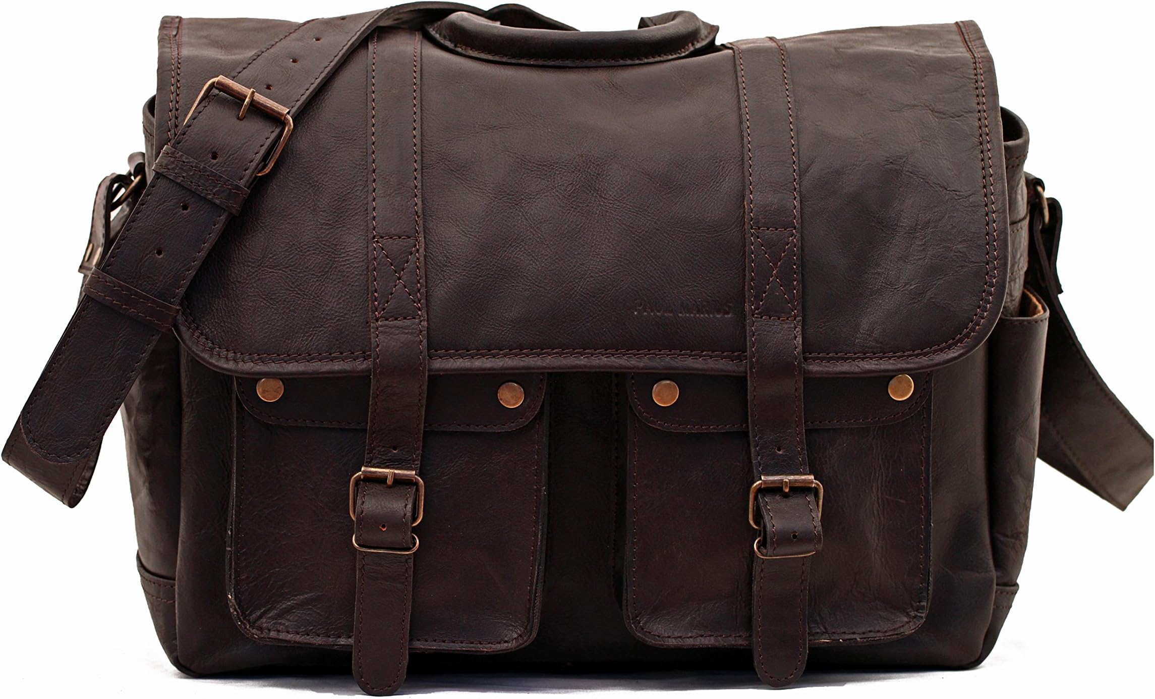 Paul Marius Leather Camera Bag Dark Brown