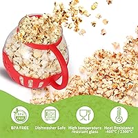 Vista 4 de MMUGOOLER - Palomitero de vidrio para microondas, frasco original de palomitas de maíz de 2.25QT con tapa de silicona, sin BPA, apto para Rojo