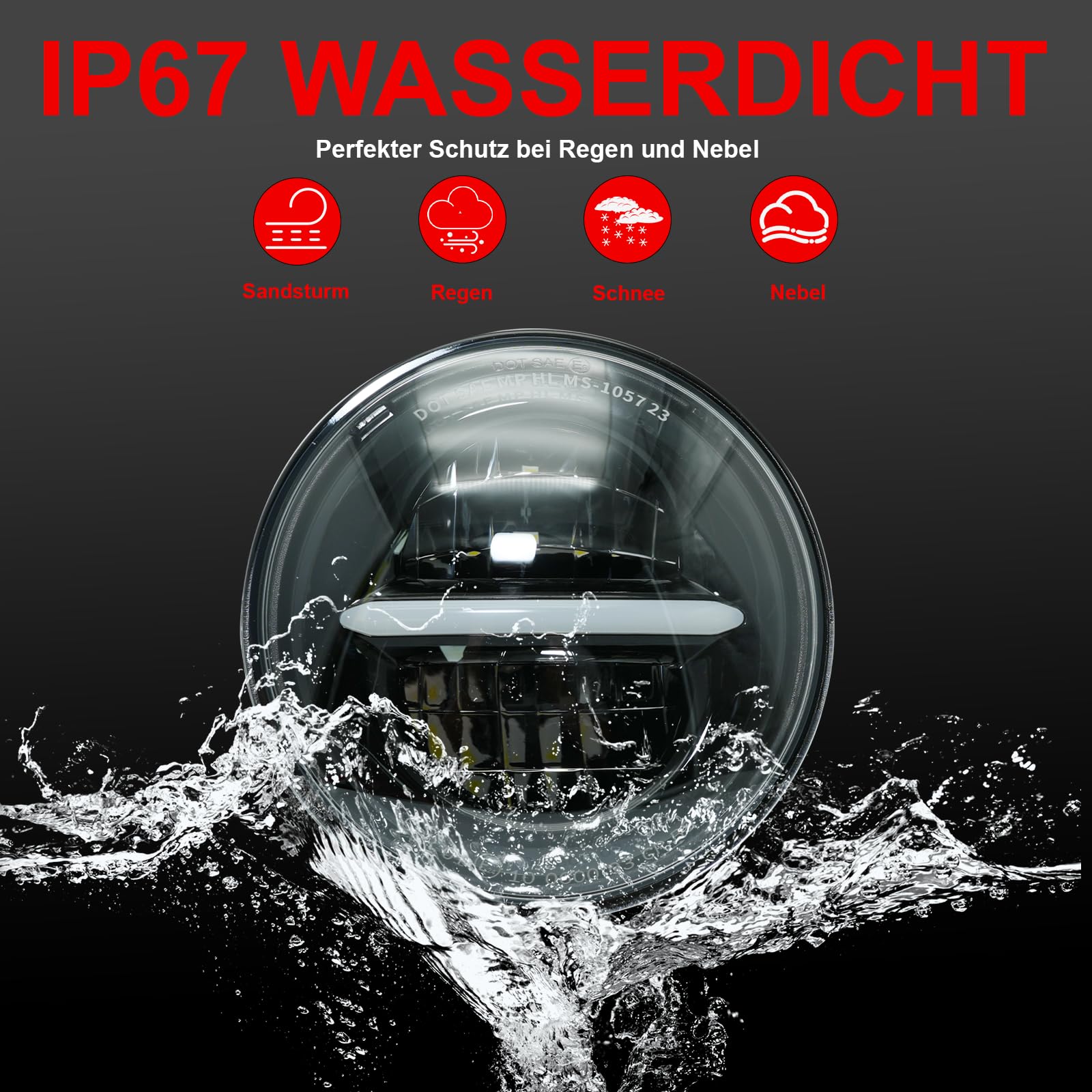 5,75 '' LED Motorrad Scheinwerfer e-geprüft Mit Tagfahrlicht für Harley Davidson Dyna Street Bob Super Wide Glide Low Rider Night Rod Train Sportster Iron 883 Indian Scout Triumph (Schwarz)