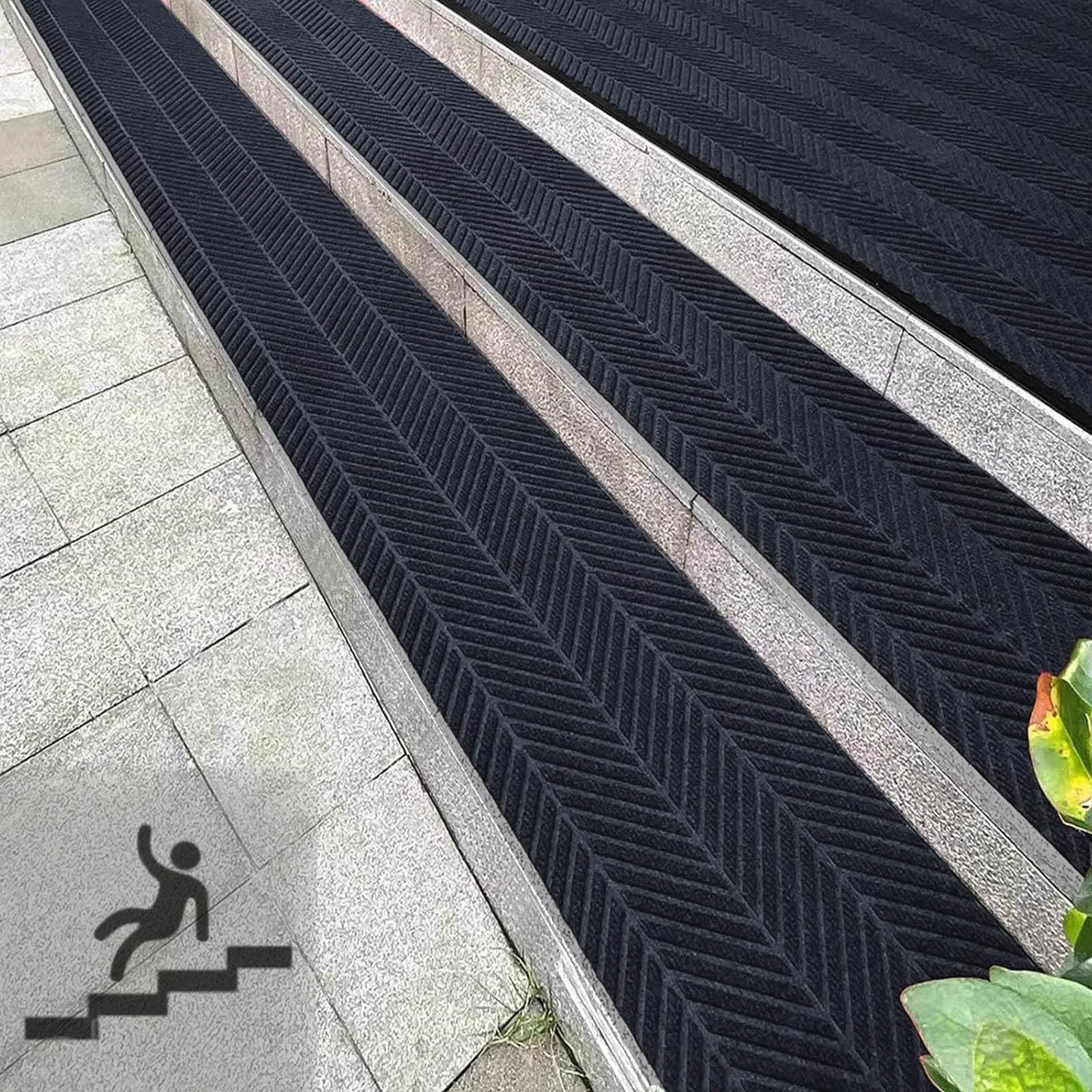 Rutschfeste Treppenmatten für den Außenbereich, 25 x 100 cm, 30 x 360 cm, 40 x 480 cm, wasserdichte Treppenmatten für den Innenbereich, PVC-Rückseite, starker Halt, für Hunde, Dunkelgrau, 25 x 200 cm