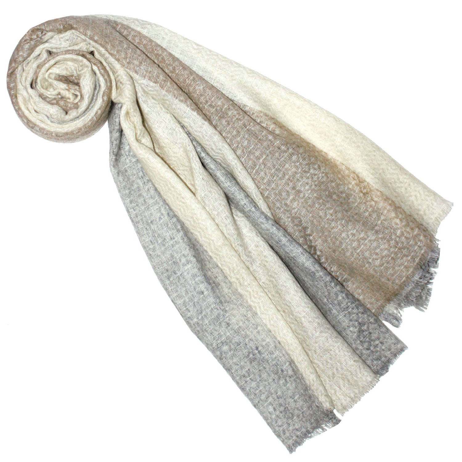 Lorenzo Cana Damski szal Pashmina 100% kaszmirowy chusta naturalne włókna 70 x 200 cm Wzorcowy-beżowy-jasnobrązowy