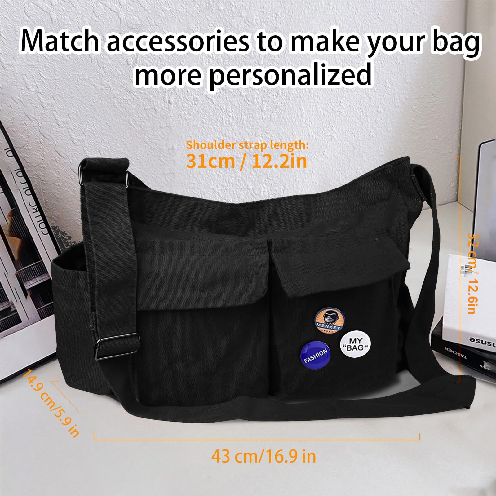 Bolsa Bandolera Mujer, Bolsa Cruzada de Tela para Hombre y Mujer, Viajar y Trabajar