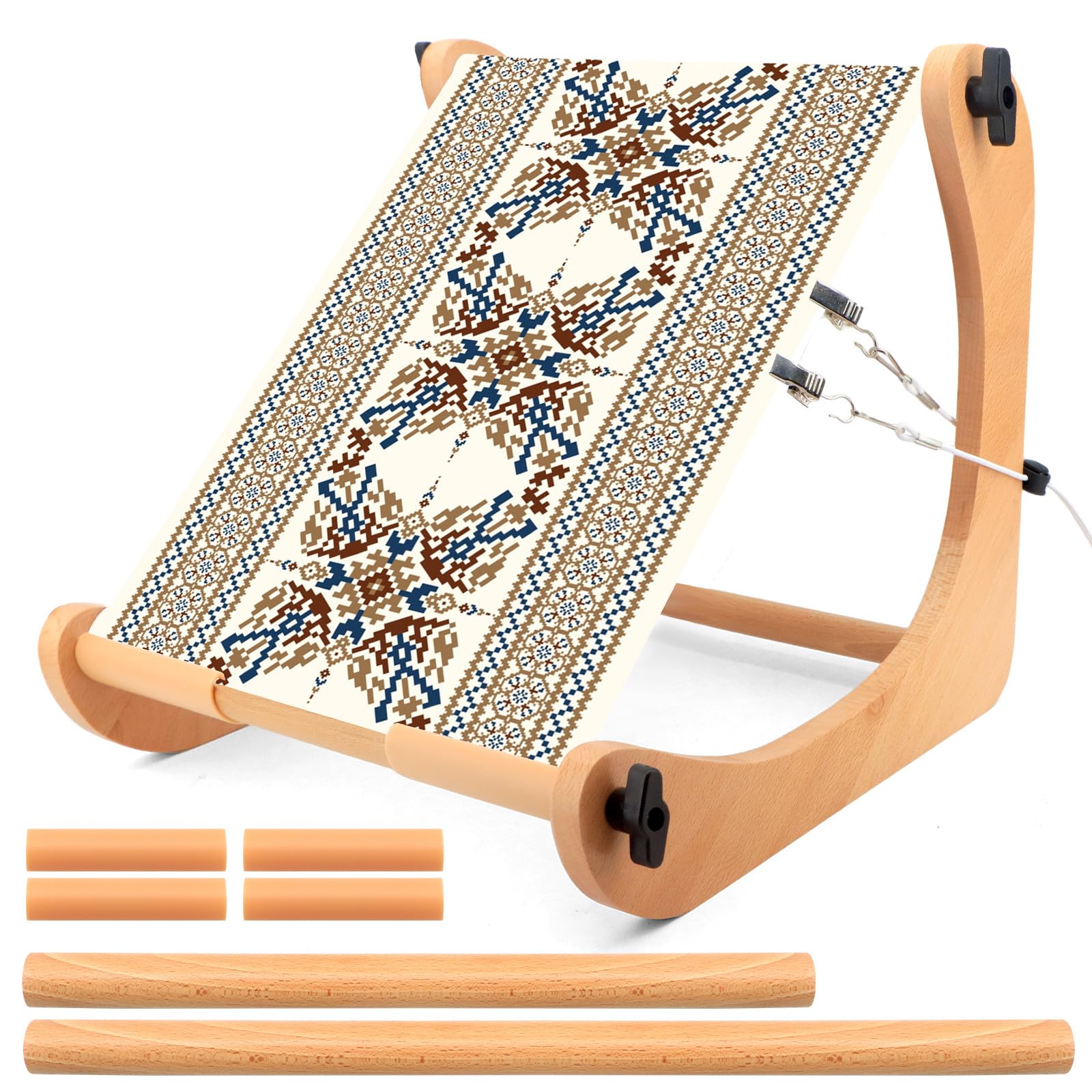 ZOCONE Multifunctional Beech Wood Embroidery Hoop Stand, Adjustable Embroidery Stand 360 Degrees Rotated Cross Stitch Stand, Embroidery Hoop Holder for Cross Stitch and Embroidery Project (C)
