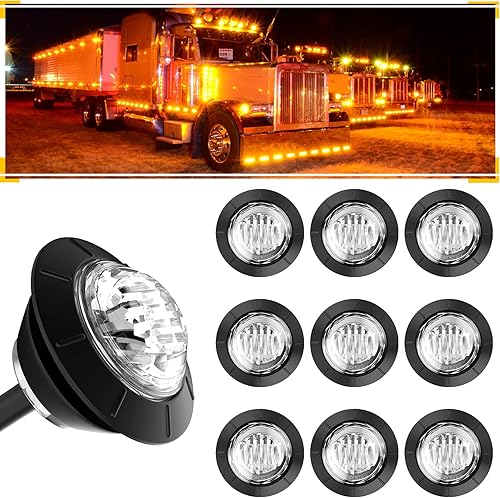 Luces LED de 34 pulgadas para marcador de remolque, color rojo, redondo, de 12 V, marcador lateral LED delantero y trasero, señal de giro, luz