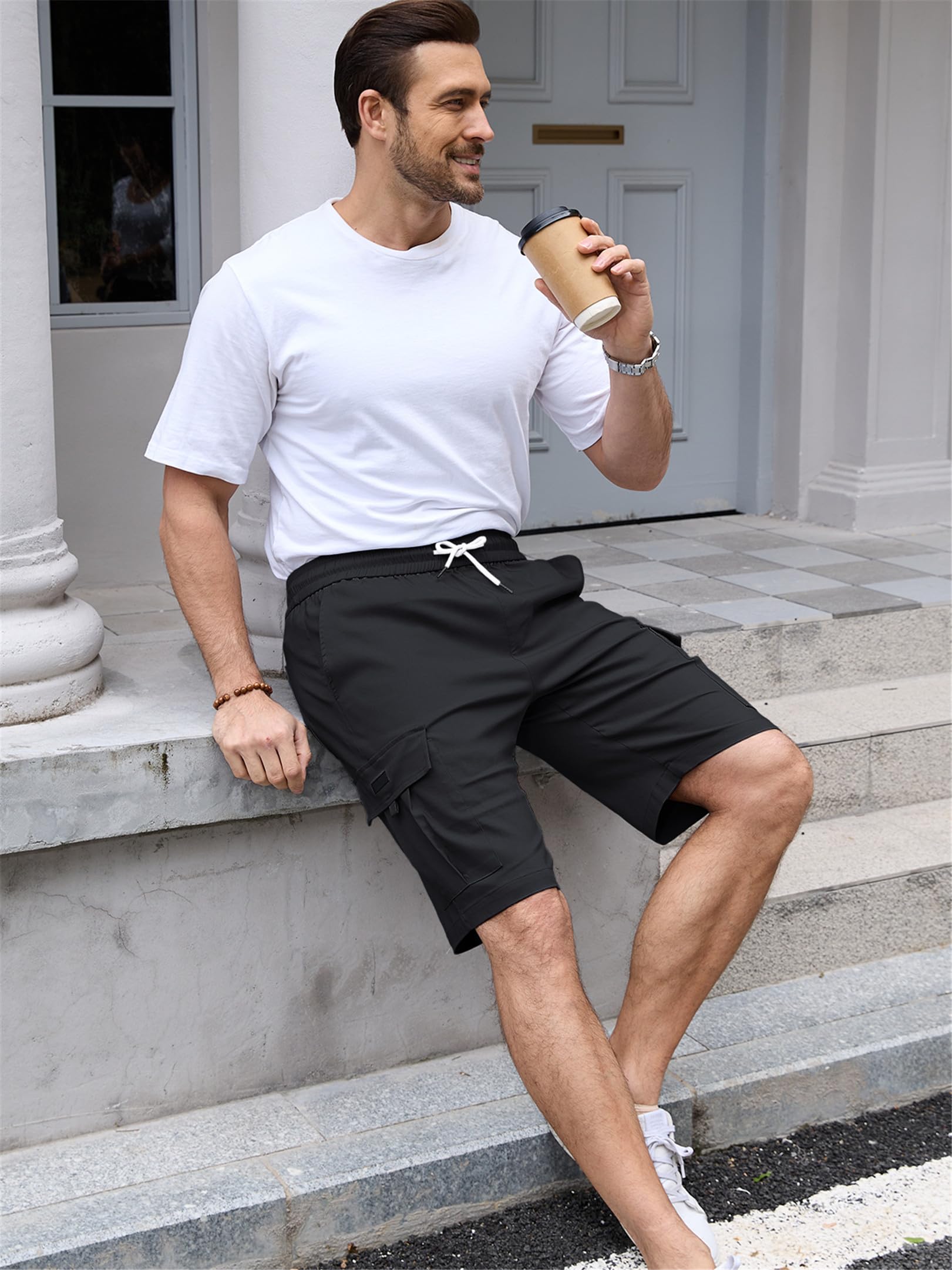 Tolaler Cargo Shorts Hombre Bermudas Verano Elásticos Bolsillos Múltiples Trabajo Playa