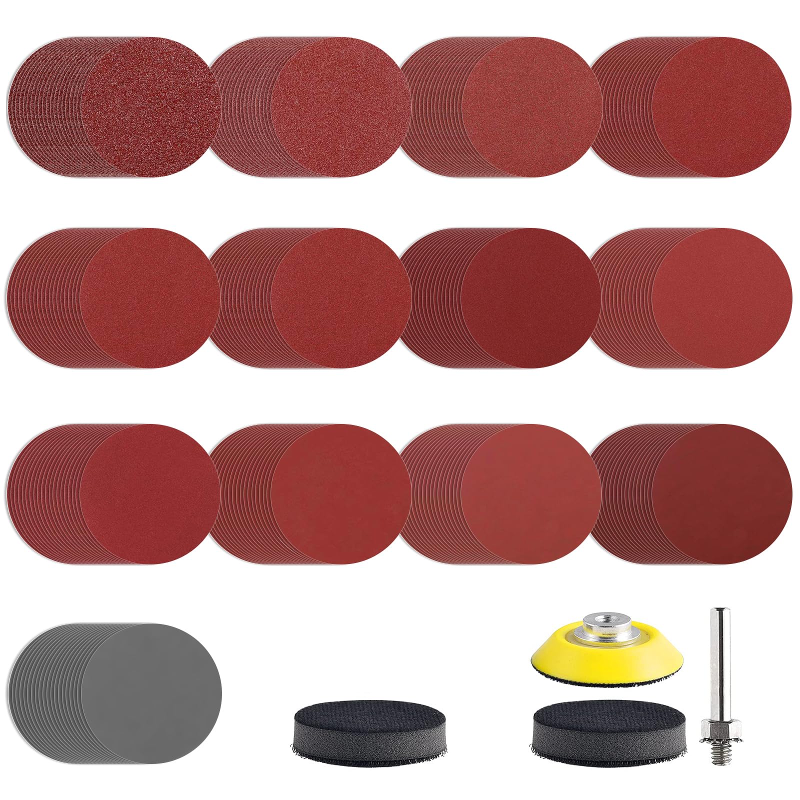 SenmaiTools 18 stuks schuurpapier 200 mm PSA zelfklevende schuurschijven aluminiumoxide schuurpads zonder gaten set 3 x 40/80/120/180/240/320 korrel voor hout, steen, metaal en verf