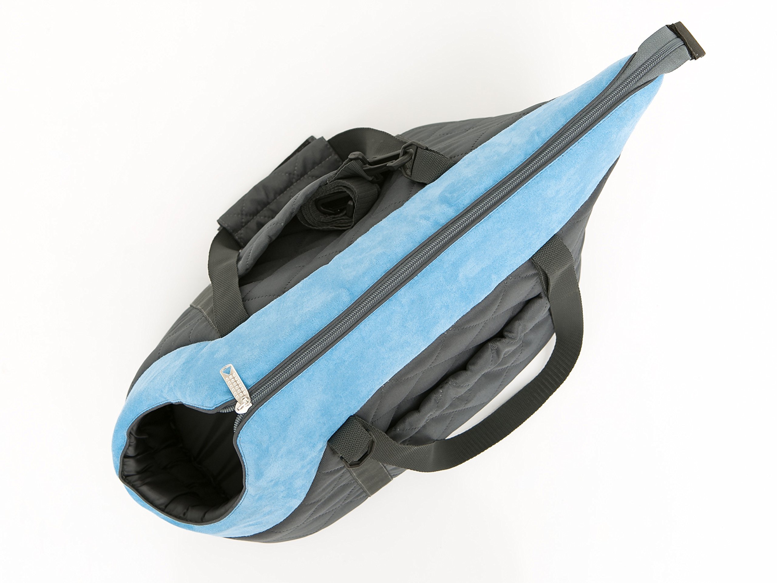 Bolsa de transporte, para perros y gatos, dos maneras de transportar, seguridad de mascotas, saco, saco para perros, R2: 30 x 50 cm, negro con bufanda turquesa