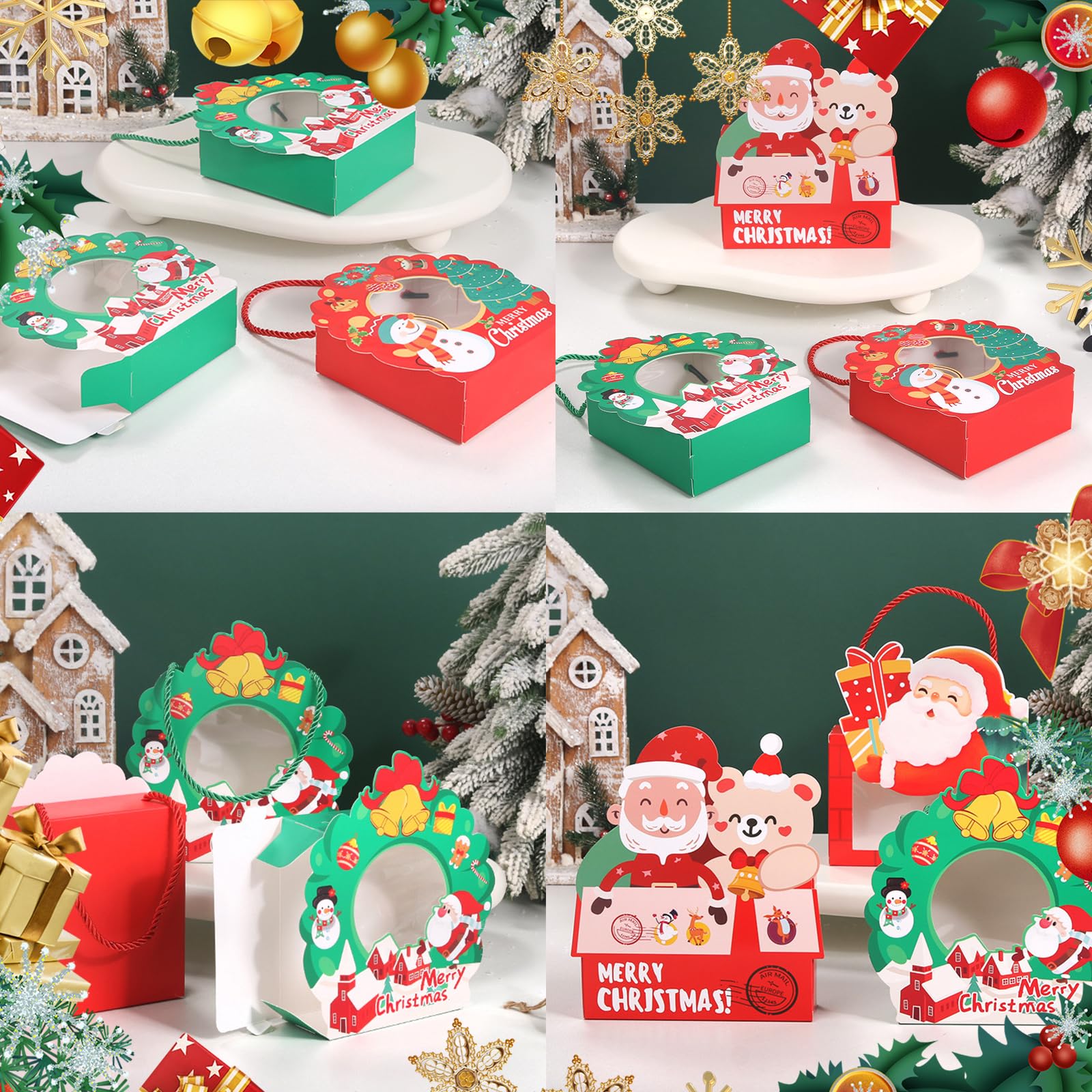 12 Scatole Per Biscotti Di Natale Con Finestra – Confezione Regalo Per Dolci, Feste E Caramelle