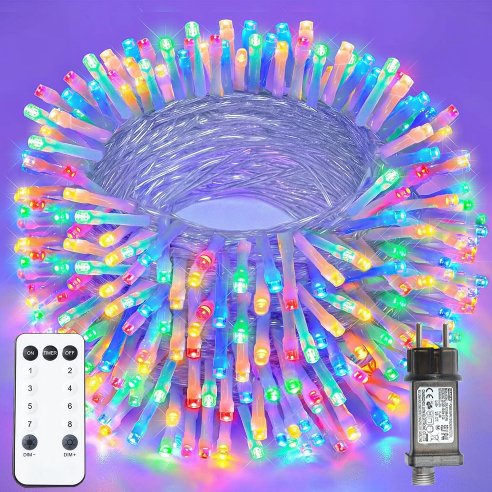 XmasBokeh LED Lichterkette Außen 20m 200 LED Mehrfarbig, Strombetrieben mit Stecker & Fernbedienung, Timer Memory Funktion, 8 Modi IP44 Wasserdicht für Kinderzimmer Party Weihnachten