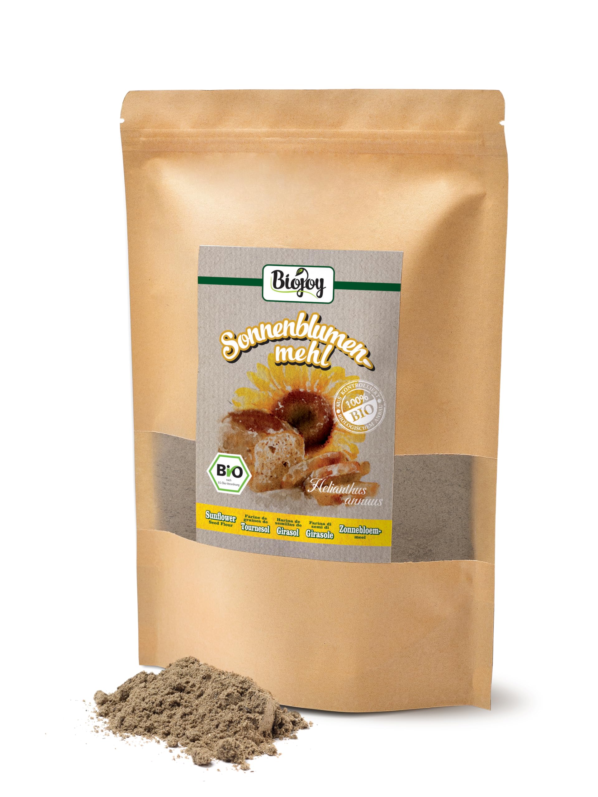 Biojoy Harina de Semillas de Girasol BÍO (1 kg), puro y natural, sin aditivos