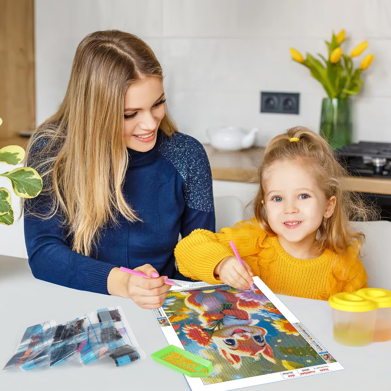 QINRUBB 5D Écureuil Peinture Diamant Painting Kit, DIY Fleurs