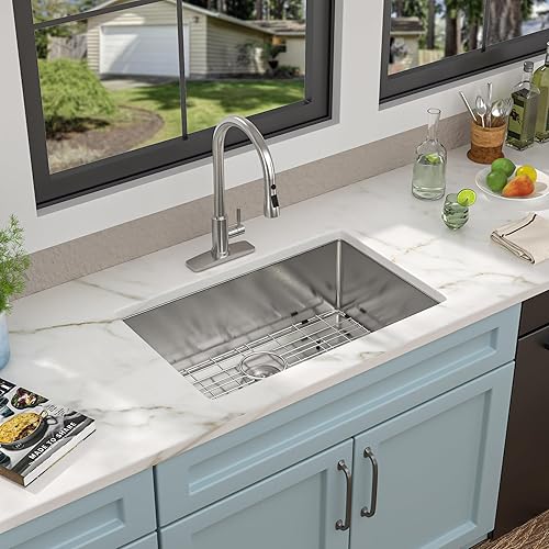Miniatura 83 de Fregadero de lavandería de 25 x 22 pulgadas, montaje superior, acero inoxidable T304, calibre 16, 12 pulgadas de profundidad, fregadero individual