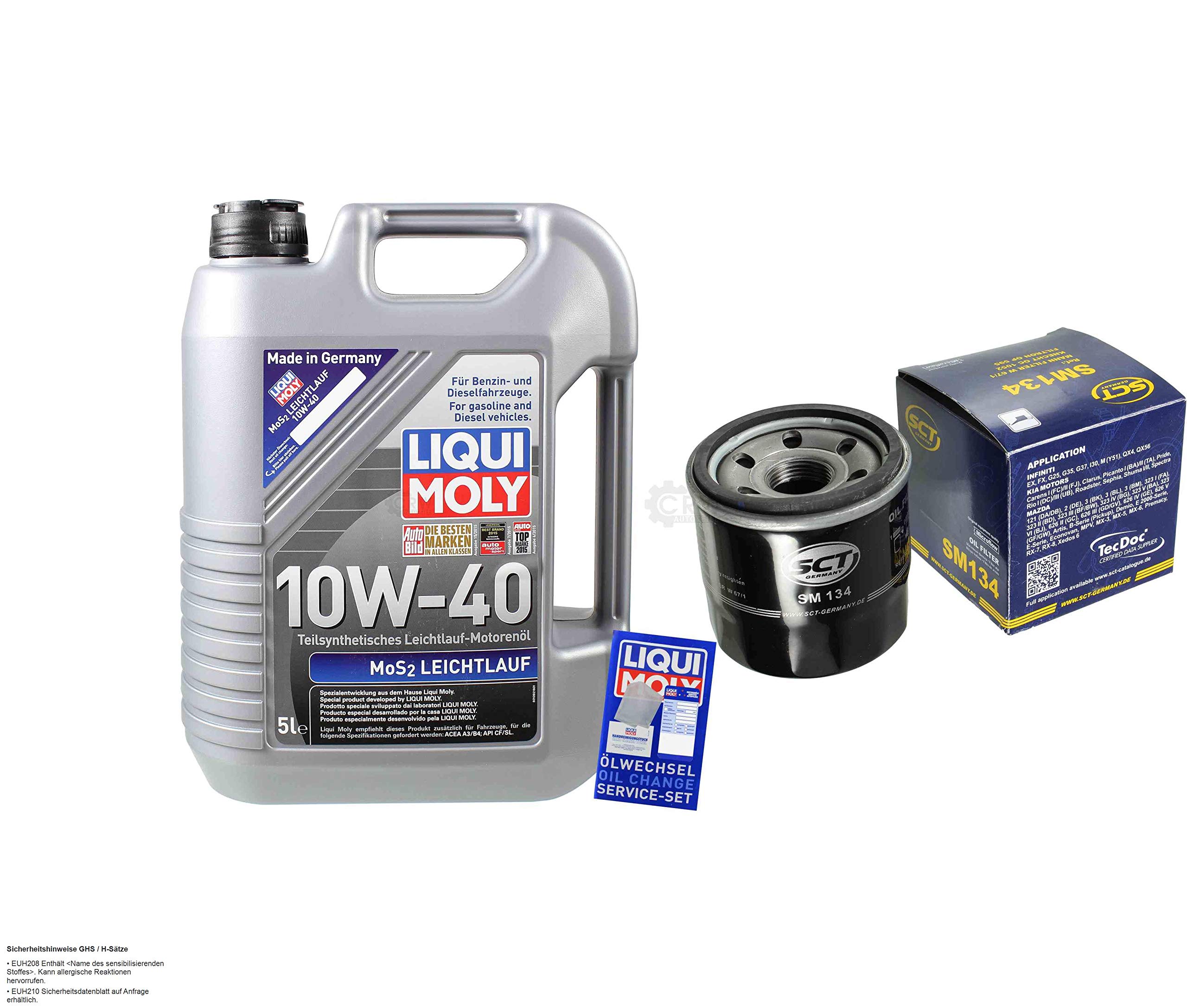 Juego de filtros de 5 litros de aceite de motor MoS2 de marcha suave 10W-40 SCT Germany