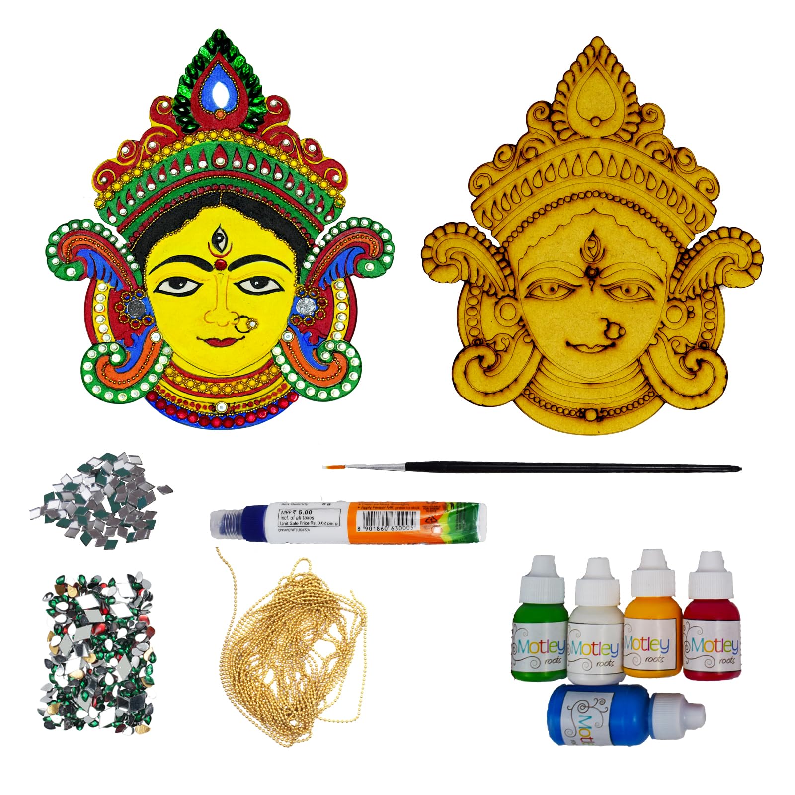 Motley roots Durga Art and Craft Kit Navratri Special Kit with pre Engraved Wooden Base | Maa Durga Painting Kit | Art and Craft Kit for Girls 9-12 | DIY Kit for Kids and Adults (Design 2) (B0CYDMM6X2) Amazon Price History, Amazon Price Tracker