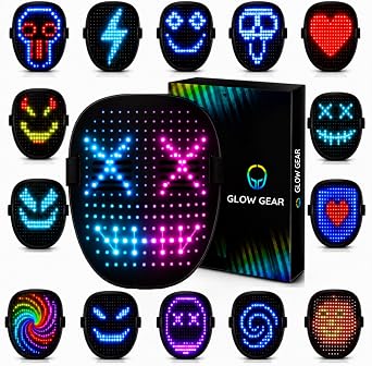 Face Transforming LED App Controlled Light Up Cosplay Mask with 115+ Animated Faces Customizable LED Patterns