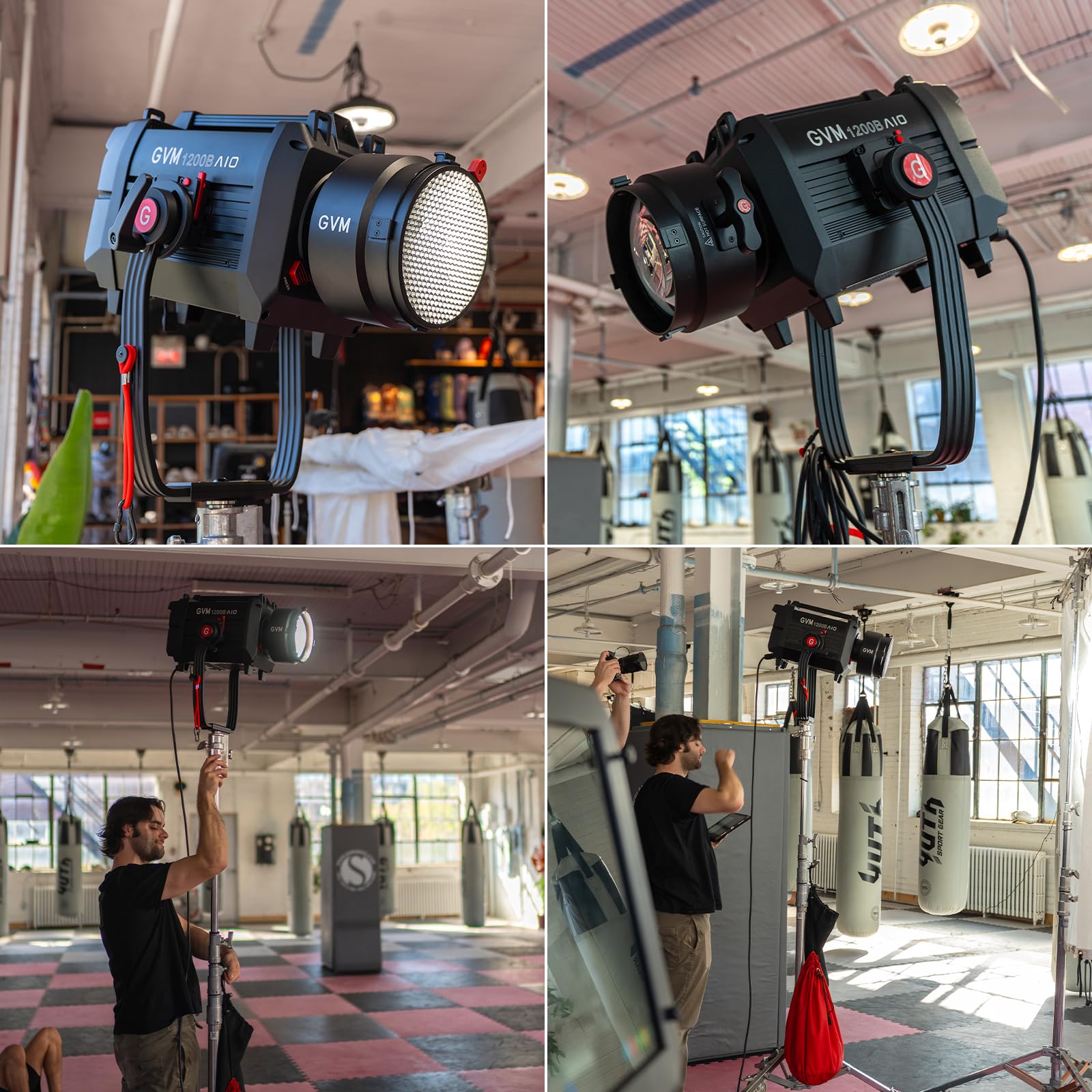 GVM Intensificatore ottico 3X per luci video a LED, uscita istantanea a tripla luminosità, fascio di luce morbido e uniforme, attacco leggero per film, fotografia, interviste e live streaming