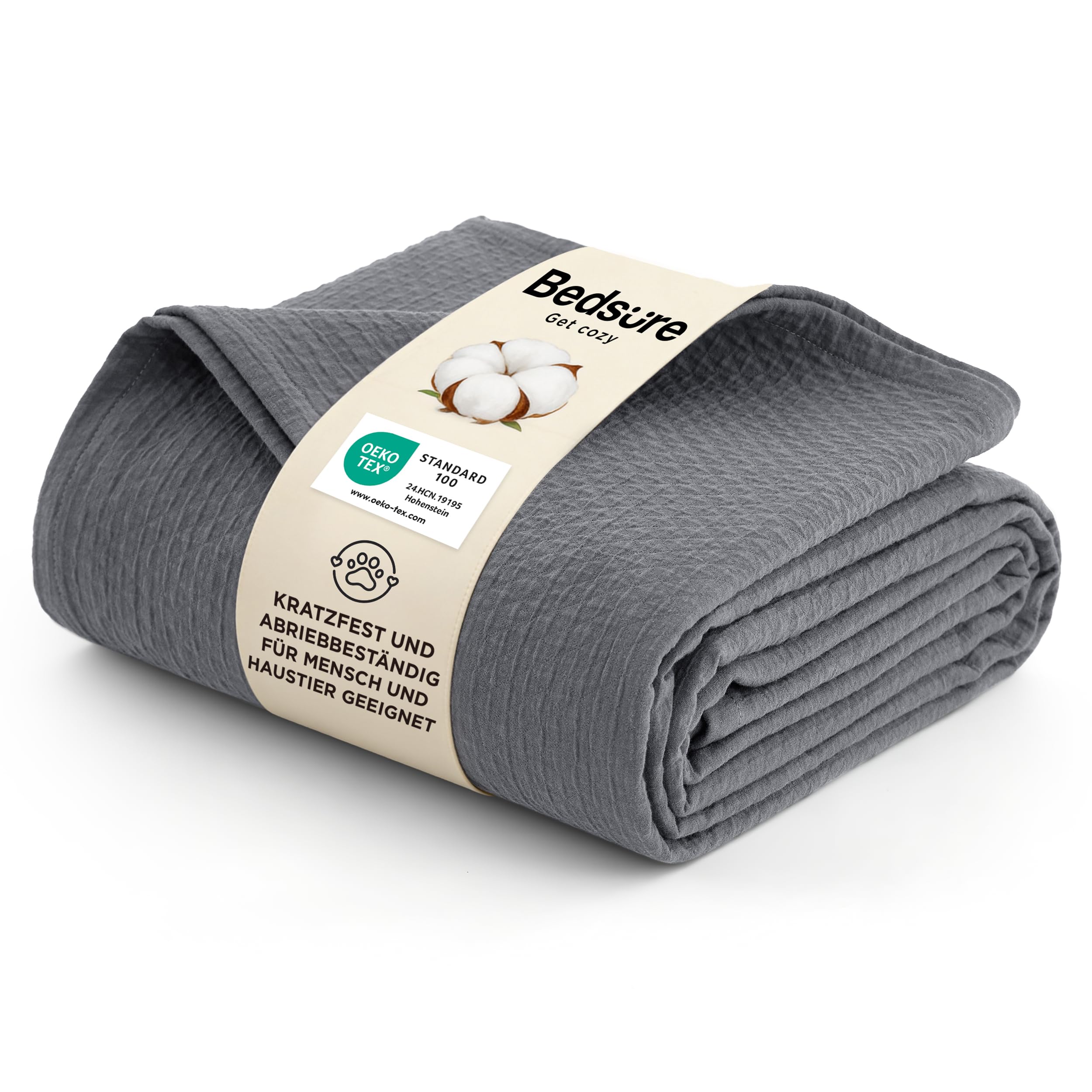 BEDSURE Tagesdecke 100% Baumwolle Kuscheldecke Hundedecke