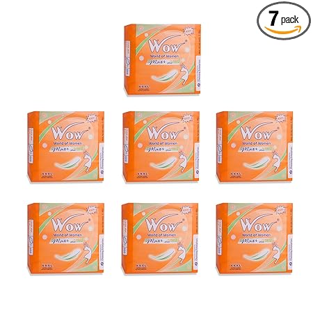 Wow World of Women Maxi Jumbo Plus Sanitary Napkin (Orange, 7 Pads Each Pack)