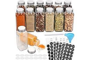 Premium Square Glass Spice Jars with Shaker Lids