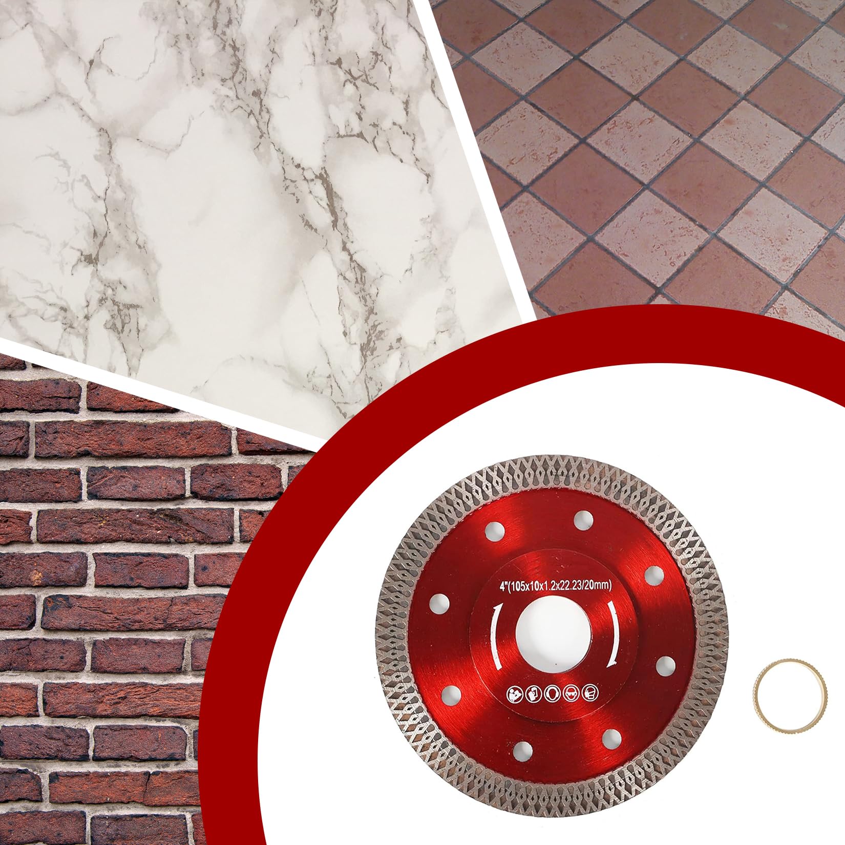 findmall 5 unids 4 pulgadas Super Thin Dry Wet Diamond Porcelana Hojas de sierra de disco de corte de cerámica Ruedas para cortar baldosas de cerámica Porcelana Granito Mármoles