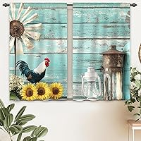 Vista 6 de Juego de cortinas de cocina de calabaza de 3 piezas, cenefa y niveles con bolsillo para barra, 58 pulgadas de ancho x 14 pulgadas de alto + 28