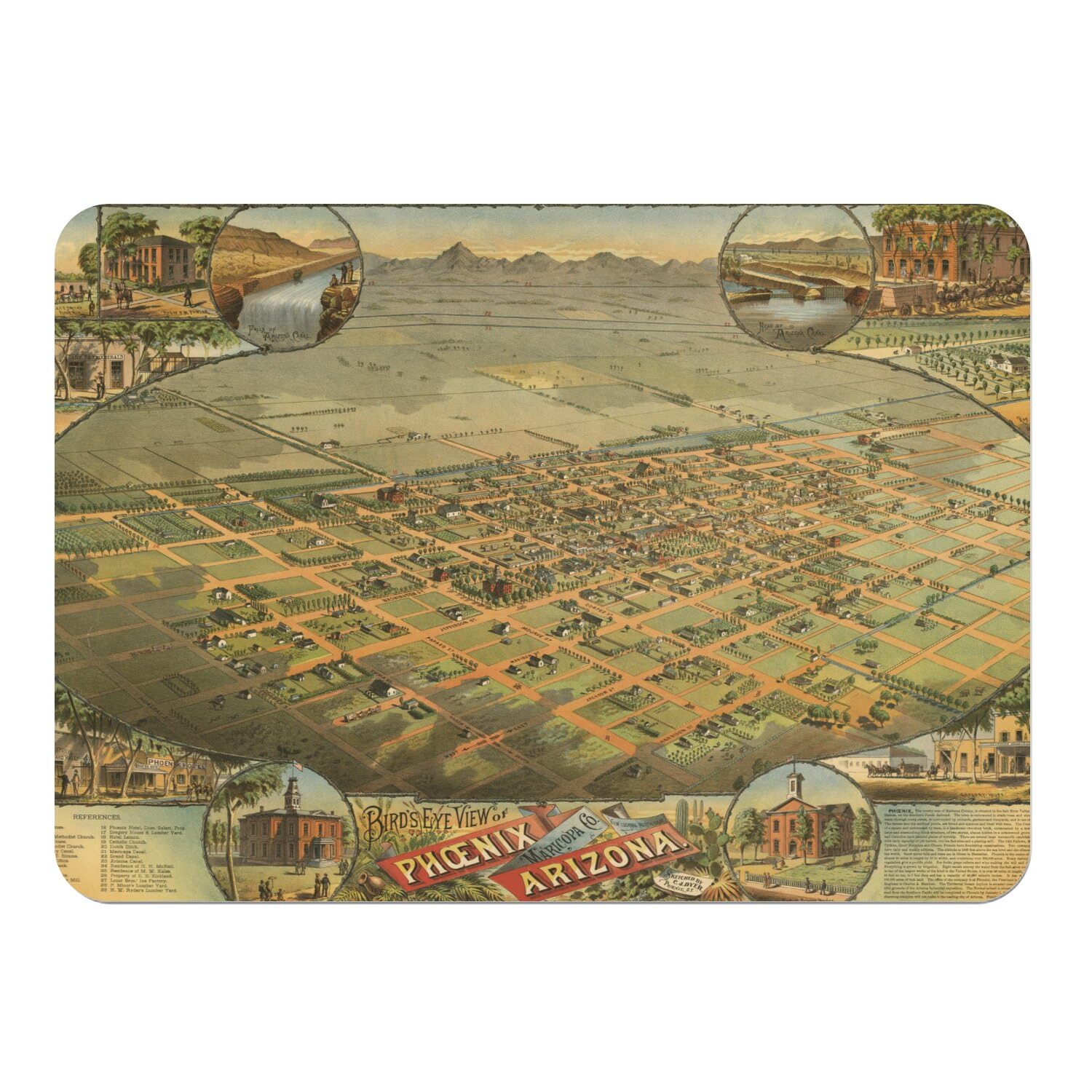 Napperons dessous liège lot de 4 grands sets de table souples carte de Phoenix vintage