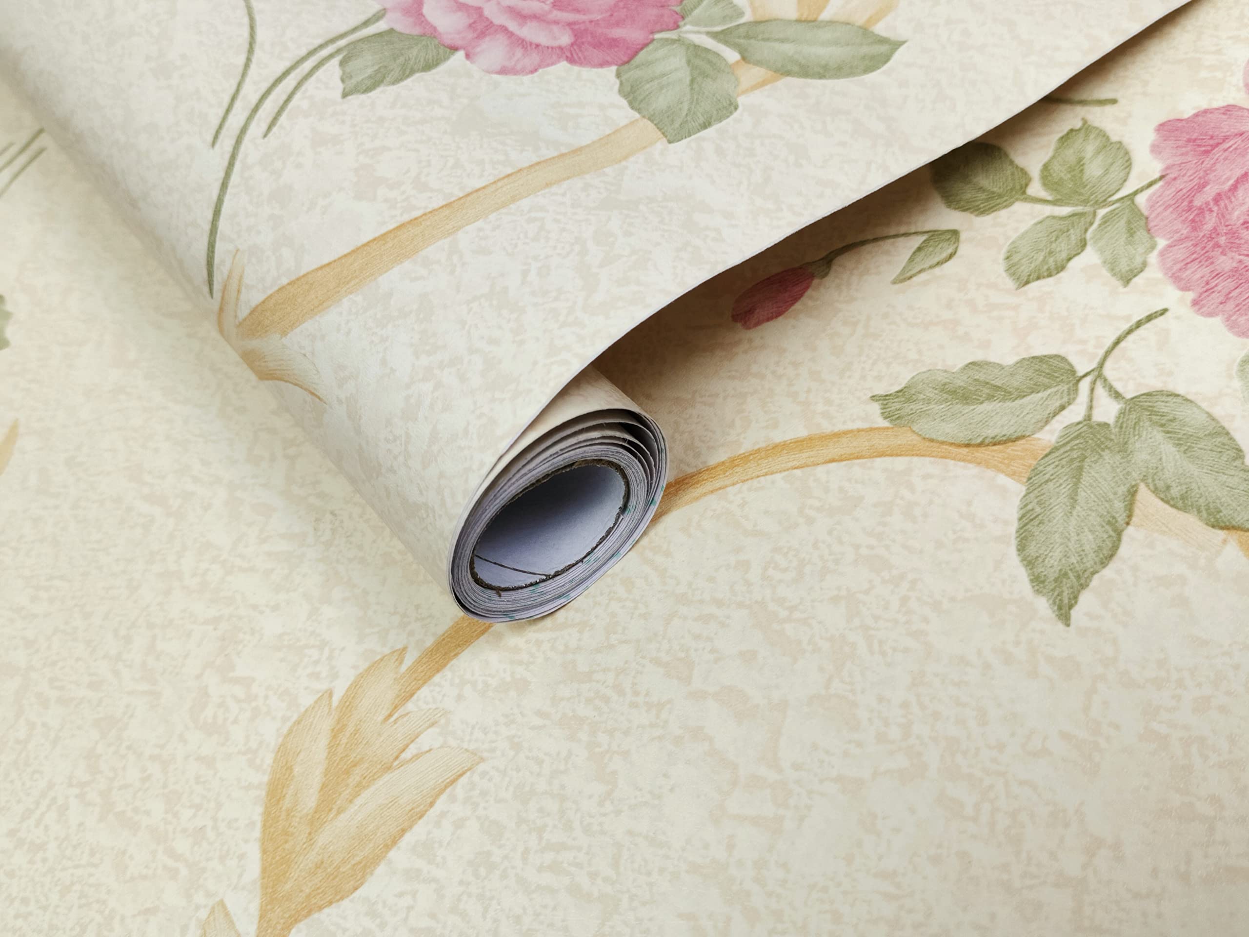 Amazon Brand - Umi Self Adhesive Waterproof Wallpaper PVC Vinyl Decorative Wall Covering Old Furniture Bedroom Hall Living Room 45cmx300cm (Beige Floral) (B0C5MXQYZG) Amazon Price History, Amazon Price Tracker