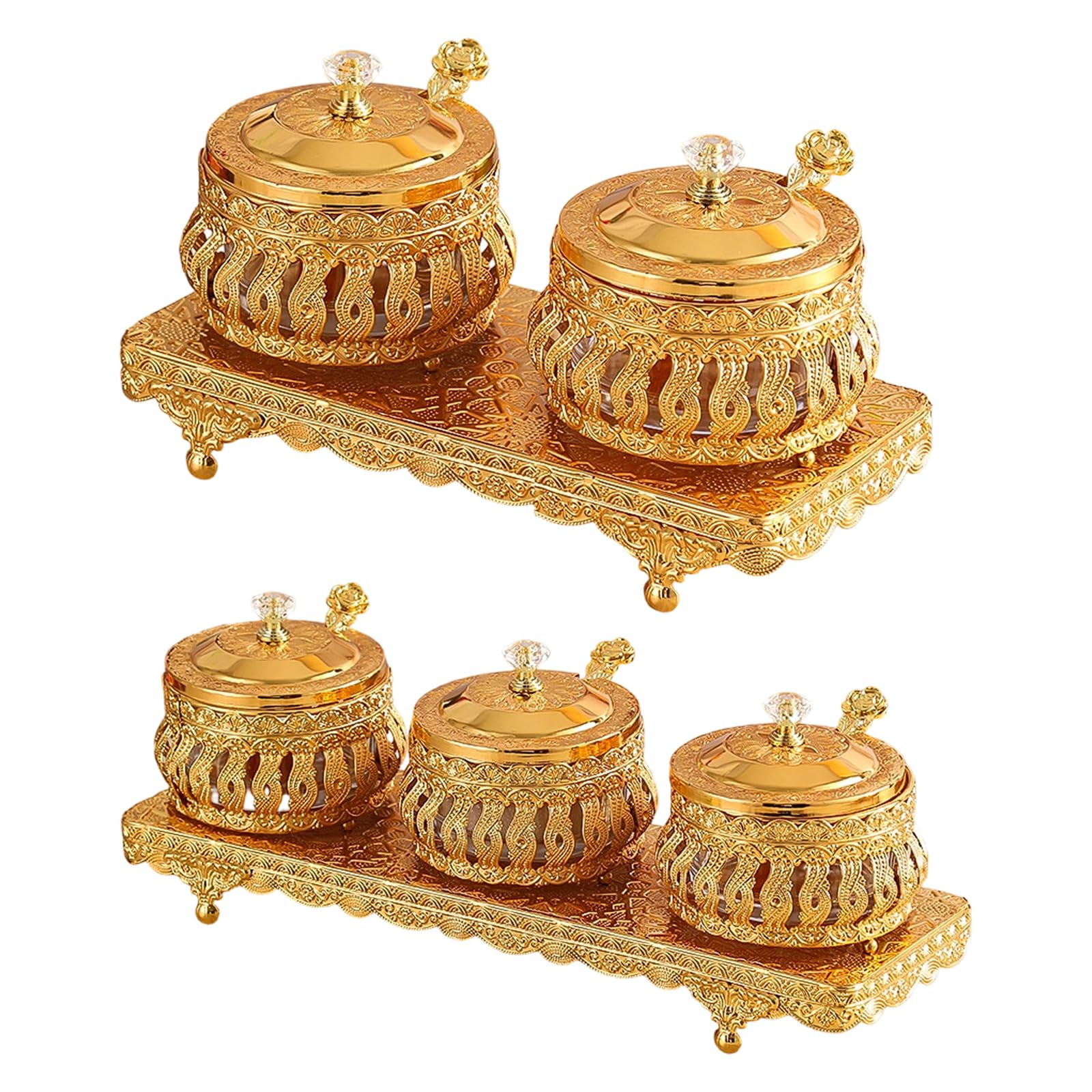 Farbige Gewürzdosen mit Deckel und Löffelständer, Two cans