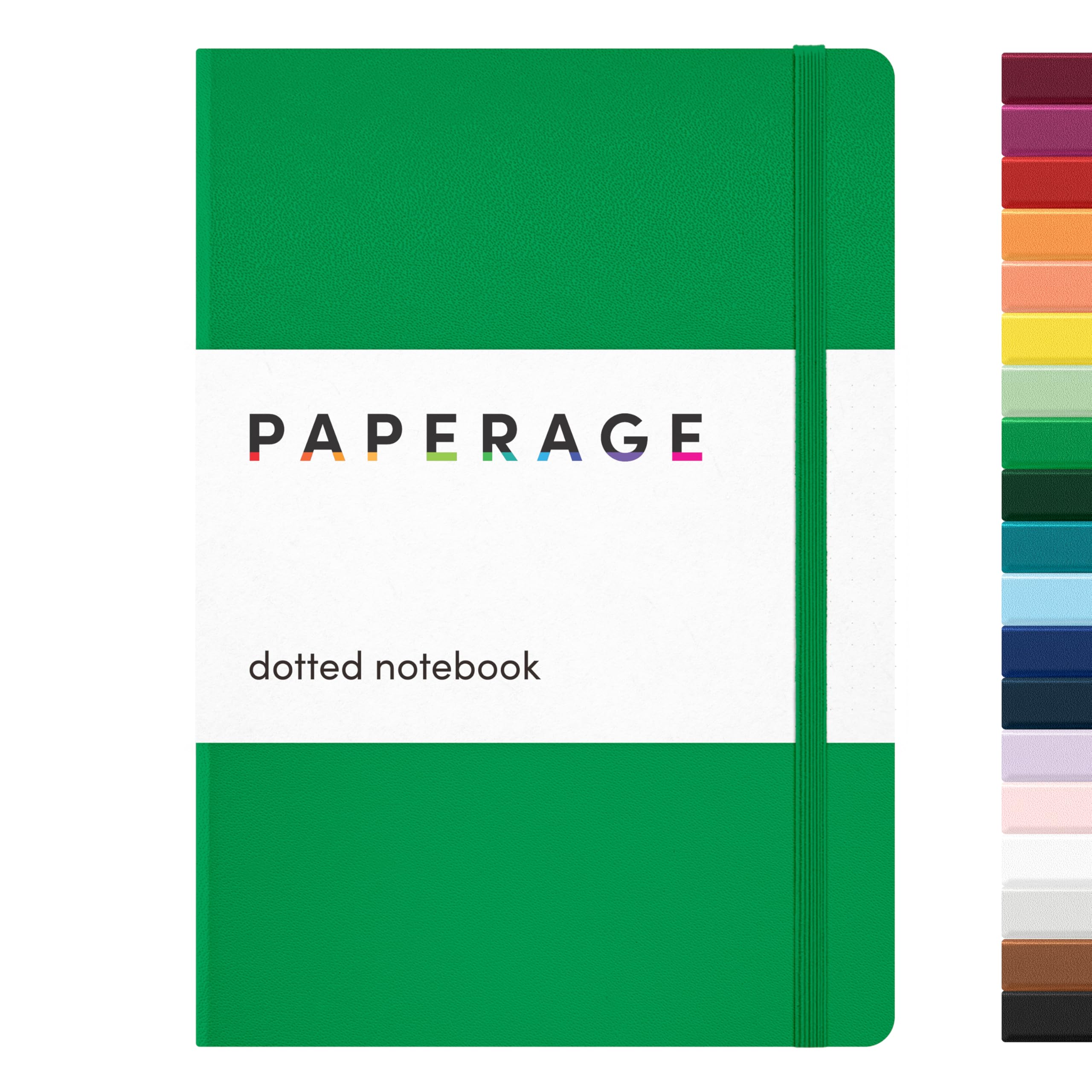 PAPERAGE Dotted Journal Notebook, (Green), 160 Pages, Medium 5.6 in x 8 in - 100 GSM Thick Paper – Hardcover Journaling Notebook for Work, School &amp; Bullet Journaling
