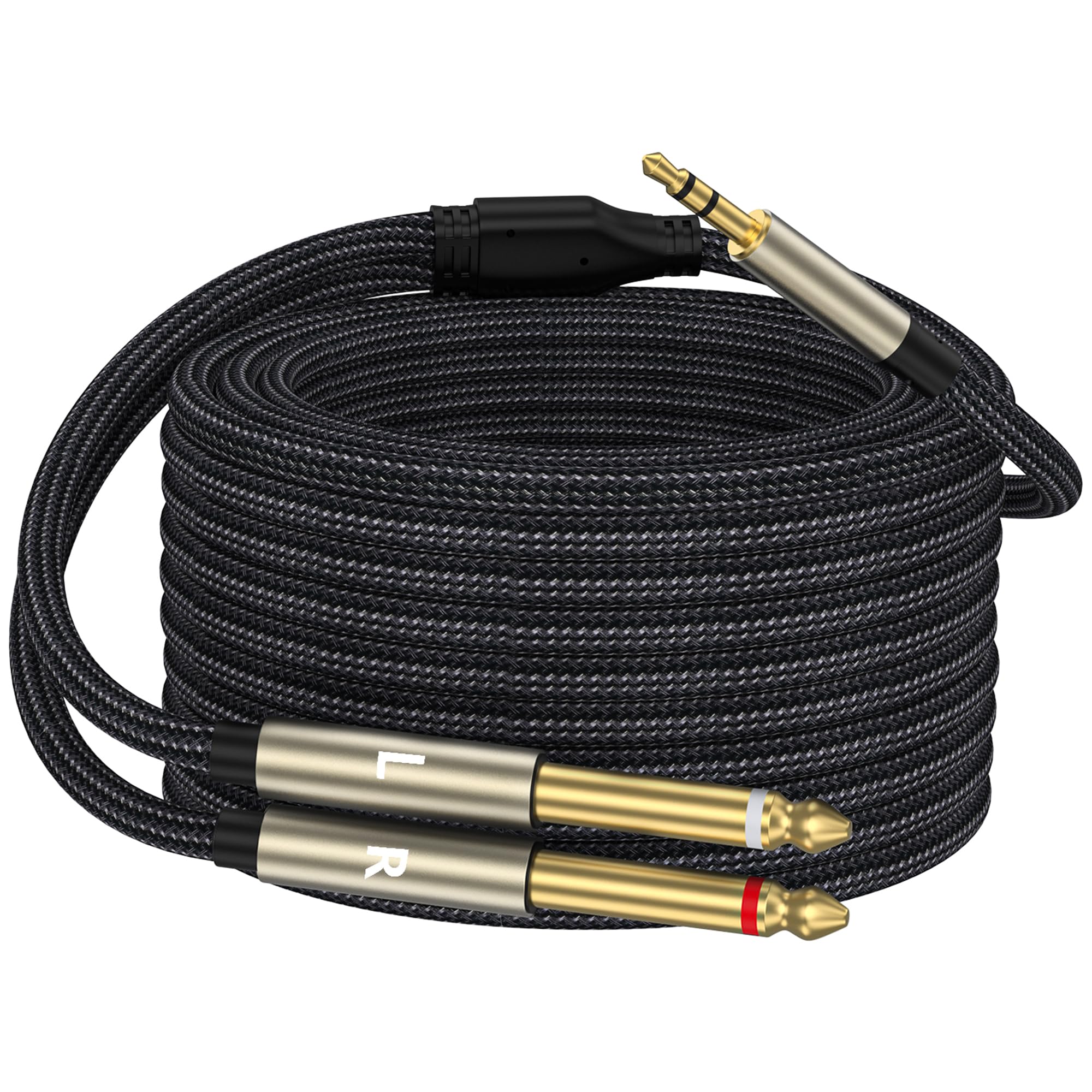 ZTOXLR 3.5mm 1/8 TRS to Dual 6.35mm 1/4 TS Mono Breakout Cable Y Splitter Stereo Cord Adapter Compatible with iPhone, iPod, Computer Sound Card, CD