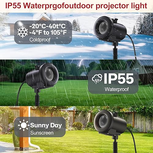 Miniatura 7 de Proyector de luces de Navidad 12 en 1 para exteriores, decoraciones navideñas dinámicas 3D para interiores, patrones de trineo HD de Papá Noel,