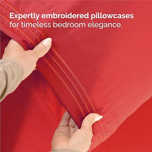 Miniatura 6 de Juego de sábanas de 4 piezas tamaño King, cómodas, transpirables y refrescantes, tipo hotel, unisex, con esquinas tipo bolsillos profundos, de