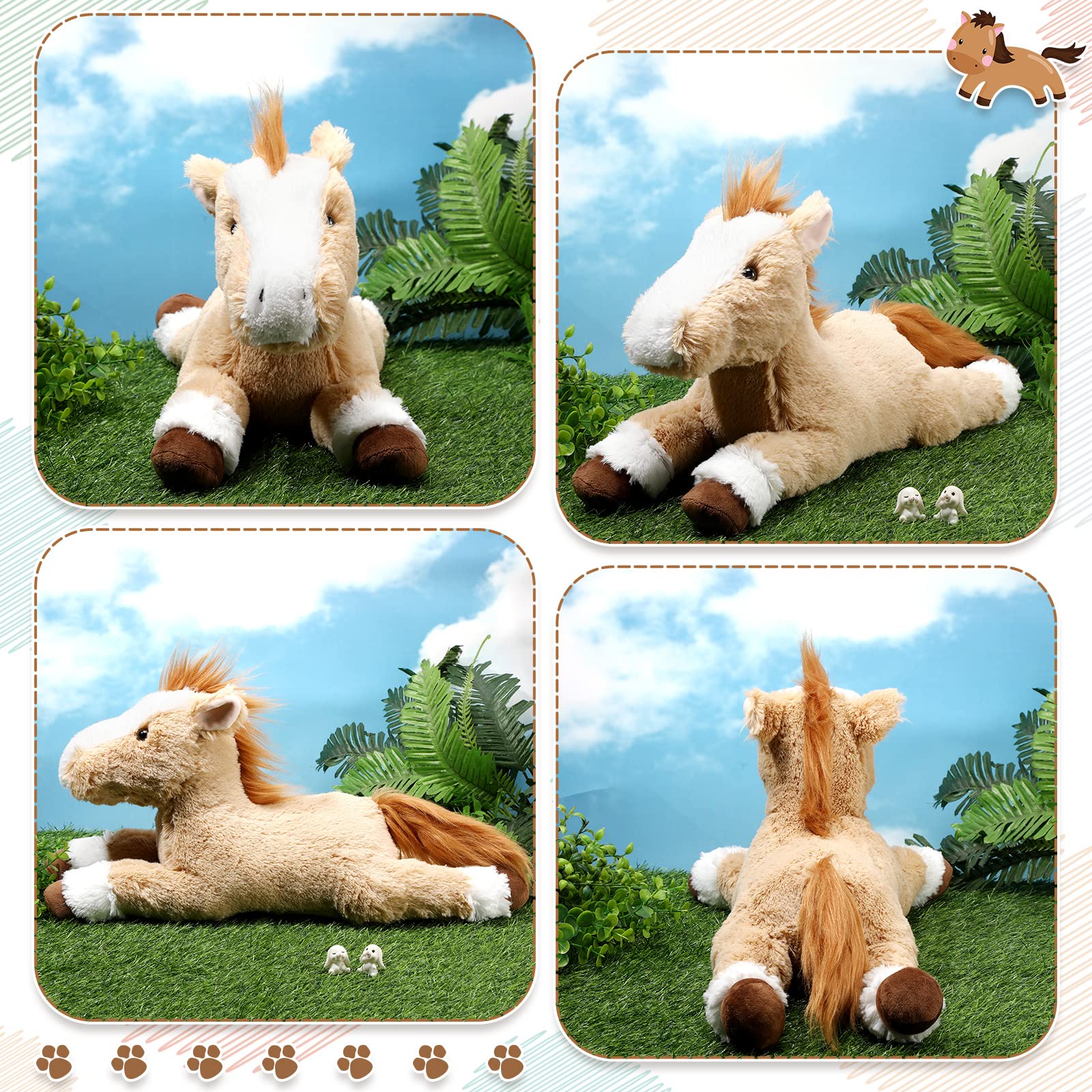 Amazon.co.jp: Lenwen 大きな馬のぬいぐるみ 20インチ 茶色の斑点の