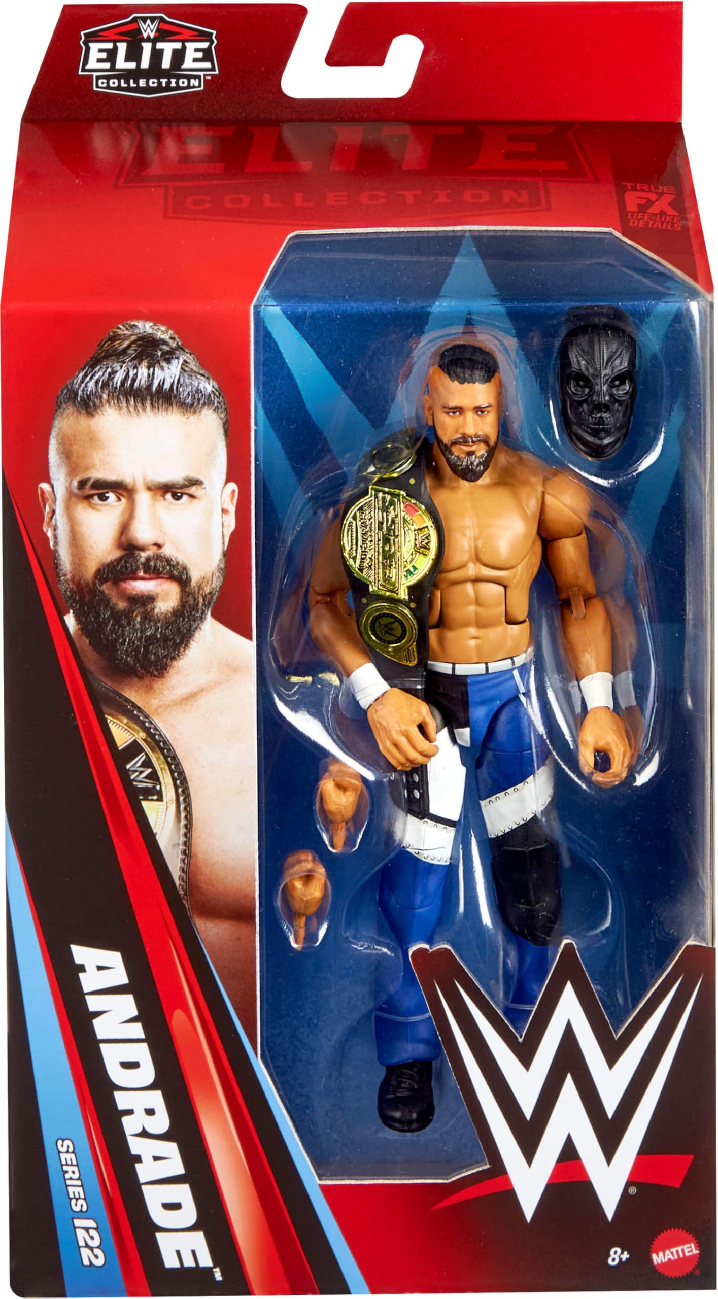 Mattel WWE Elite figurka i akcesoria, seria #122 zestaw, 15 cm kolekcjonerska Andrade z 25 punktami artykulacji i wymiennymi rękami