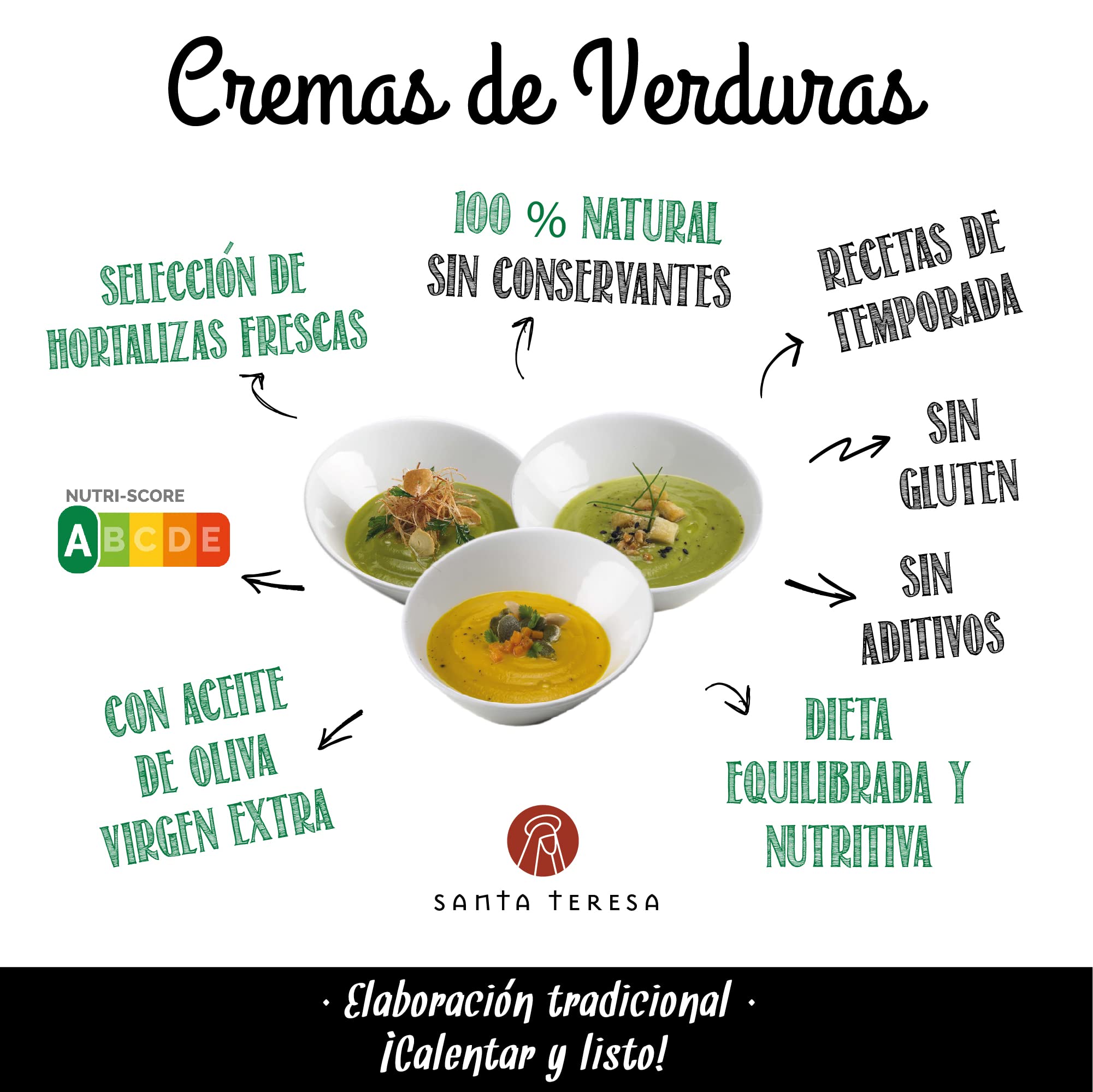 Santa Teresa - PACK 9 Cremas De Alcachofa - Elaboradas Con Ingredientes Naturales, Sin Conservantes Ni Aditivos - Envases Aptos Para Microondas, Calentar Y Listo - 9 unds x 400 Ml