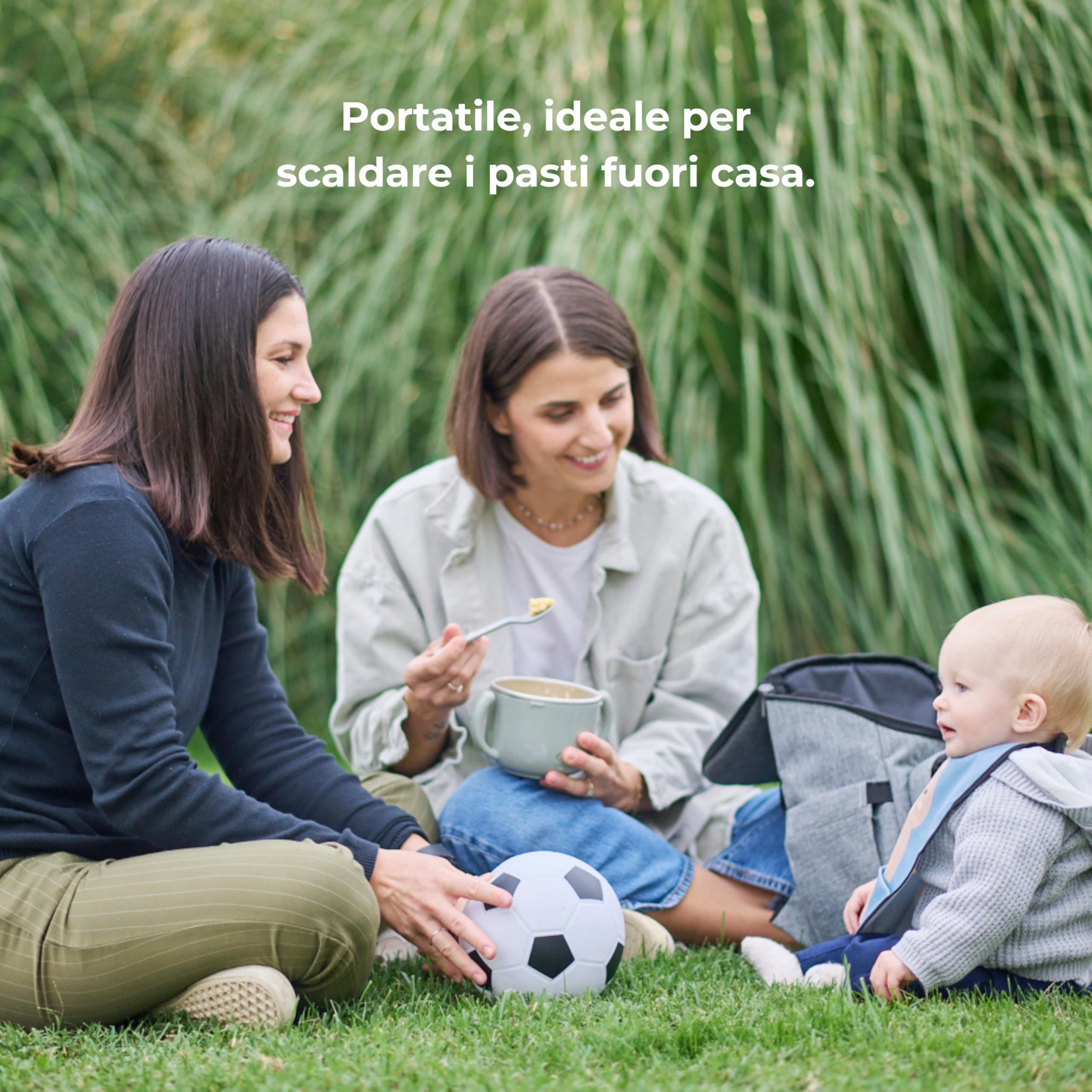 Nuvita 1980 Pappa'n'Go Scaldavivande Portatile per Bambini – Ricaricabile, Impermeabile, con Controllo Intelligente della Temperatura, Interno in Acciaio Inossidabile e Base Antiscivolo