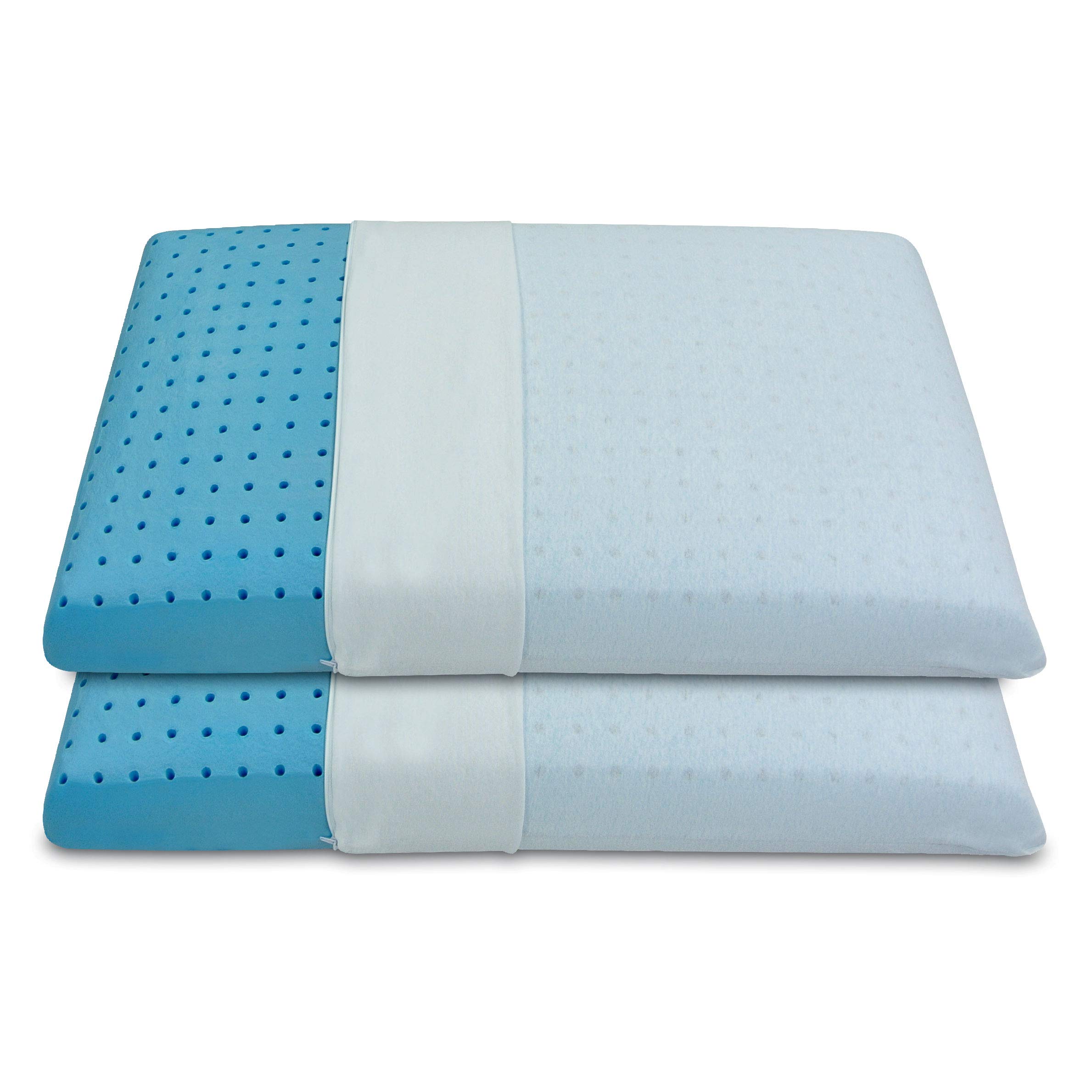 Baldiflex, Coppia di Cuscini in Memory Foam Modello Saponetta Premium Fresh, Guanciale Memory con Fori di Traspirazione, Contro Dolore Collo e cervicale, Ortopedico, rinfrescante