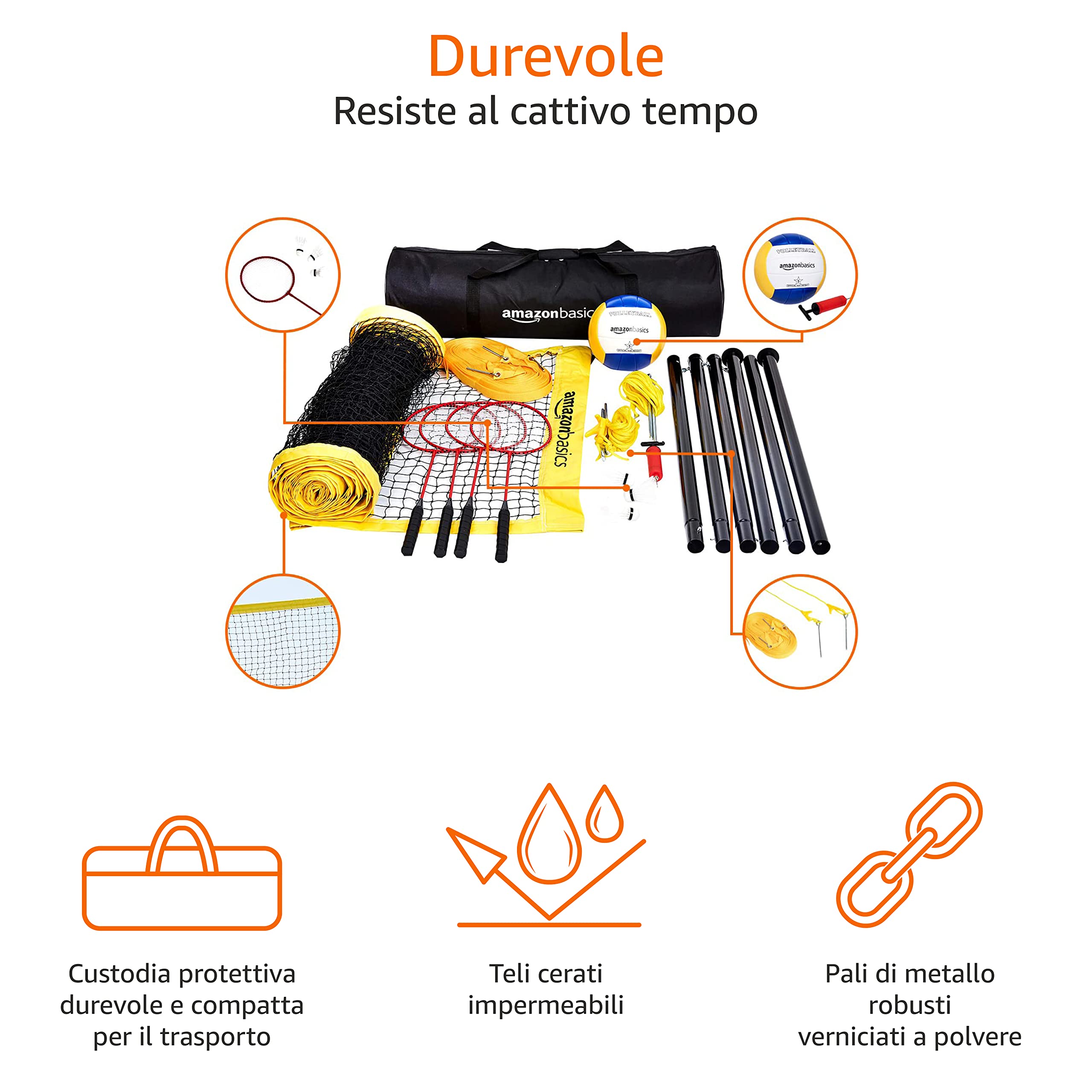 Amazon Basics set combo pallavolo e badminton