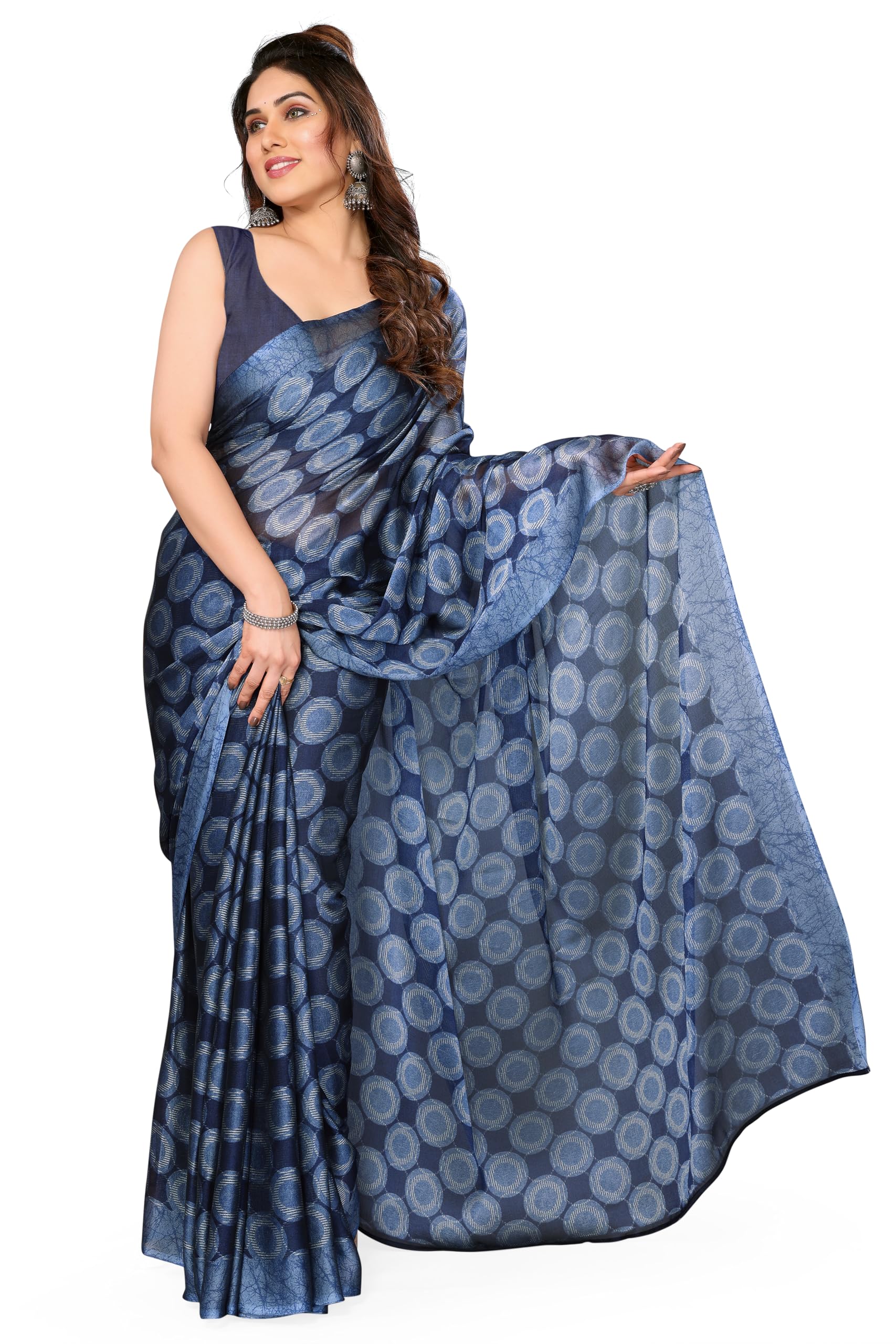 MIRCHI FASHION Women's Fancy Chiffon Madhubani Printed Saree with Blouse Piece