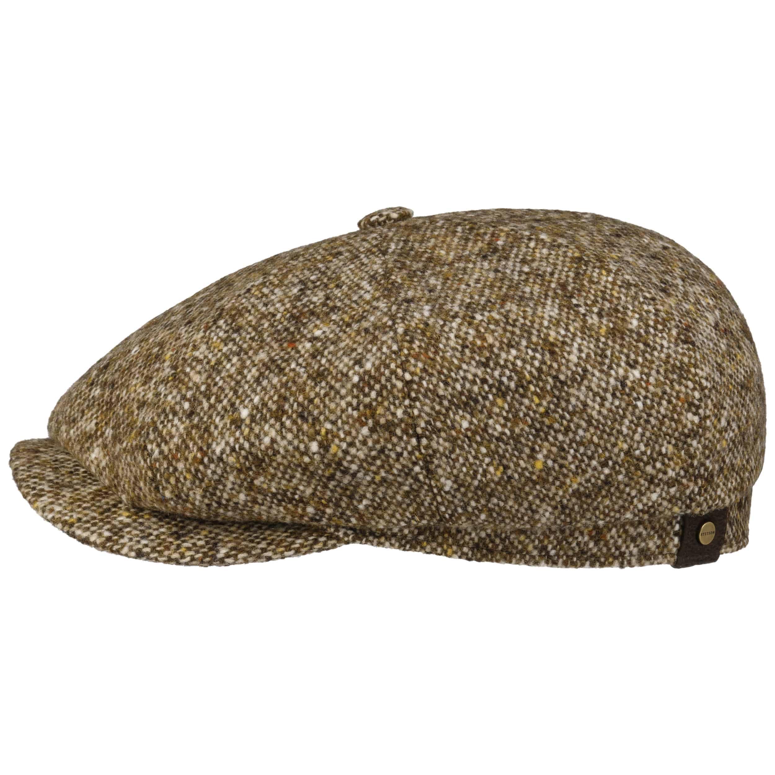Stetson Hatteras Donegal Peaked Cap for Ladies/Men - Made in the EU - Made from 100% Virgin Wool - 100% Cotton Lining - Color Variety - Flat Cap for Autumn/Winter Brown