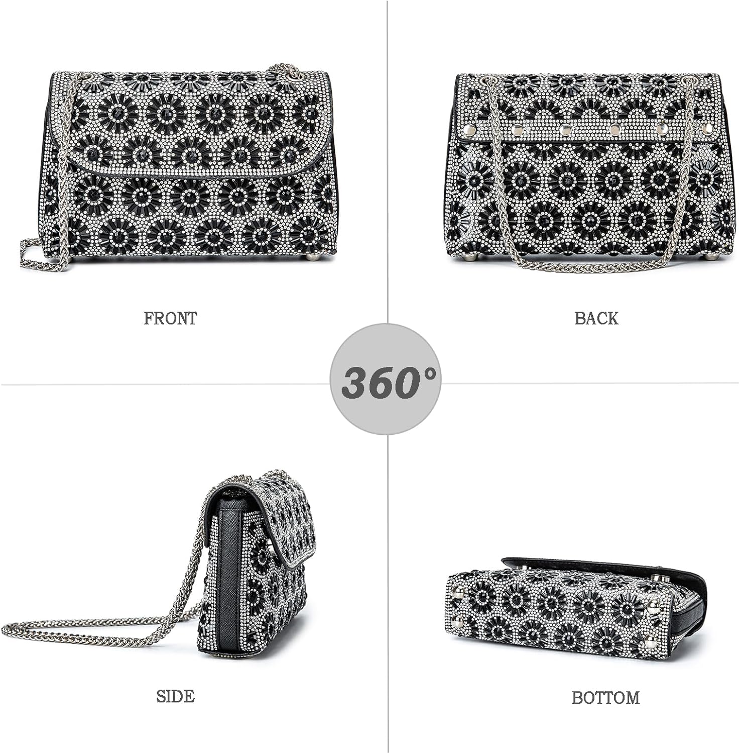 Shoulder Bags Crossbody Bag Purses Handbags Crystals Rhinestone Evening Bag for Women Clutch Purse with Chain - Image 3