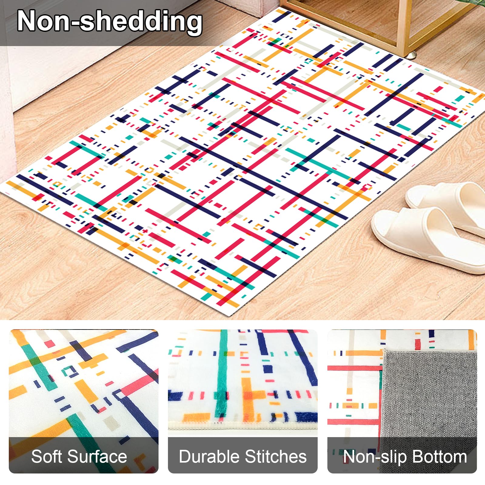 Washable Game Area Rug, Binary Code Design Gaming Programmer Teen Carpet Rug Doormat, Non-Slip Low-Pile Floor Carpet for Computer Bedroom Indoor Front Entrance Living Room Office (60" x 40") Binary Code Area Rug 3'4" x 5' (Rectangular)