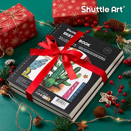 Miniatura 8 de Shuttle Art Cuaderno de bocetos de 9 x 12 pulgadas, 220 hojas en total, paquete de 2 (110 hojas cada una), papel grueso de 68 libras3.53 ozm, bloc