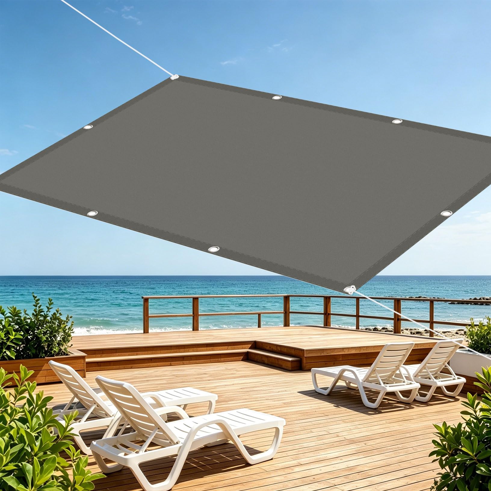 Voile d'ombrage coupe-vent pour bloquer la chaleur et la pluie sur un grand balcon ou jardin