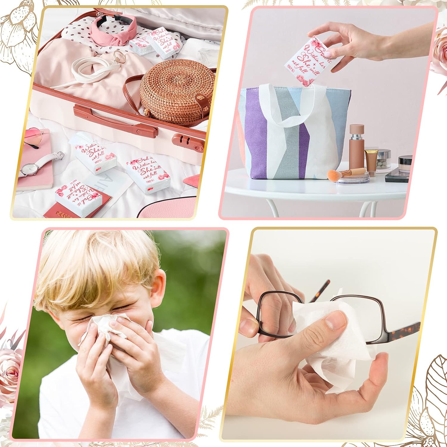 Yinder 100 Pack Christian Mother's Day Pocket Tissues Bulk Bible Verse Travel Size Tissue Packs 3 Ply God Is Within Her Facial Paper for Women Mother's Day Graduation Gifts Bible Church Supplies - Image 4