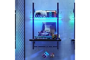 Bestier Floating Shelves with Hidden Drawer Carbon Fiber